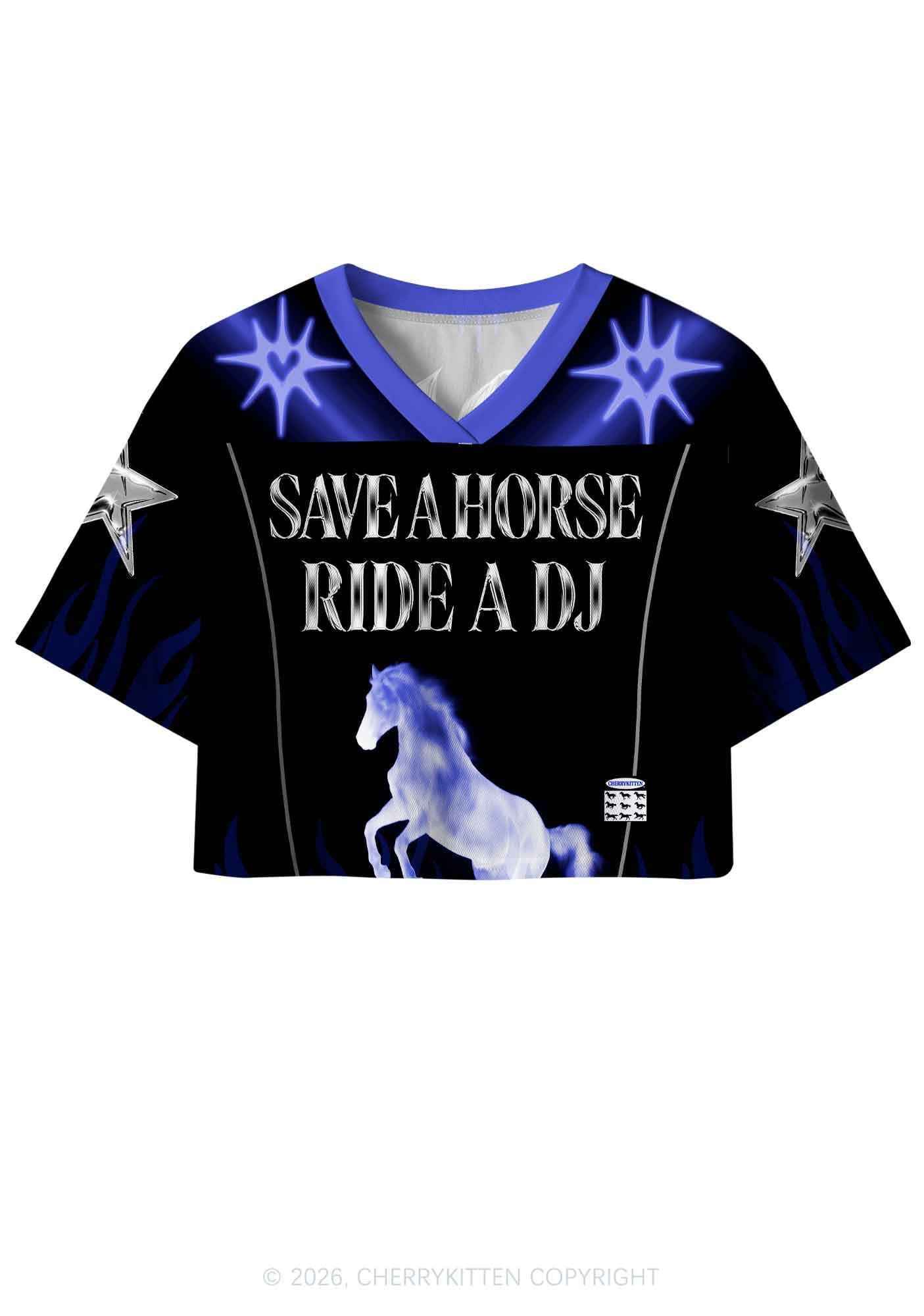 Ride A DJ Horse Y2K Crop Sport Jersey Shirt