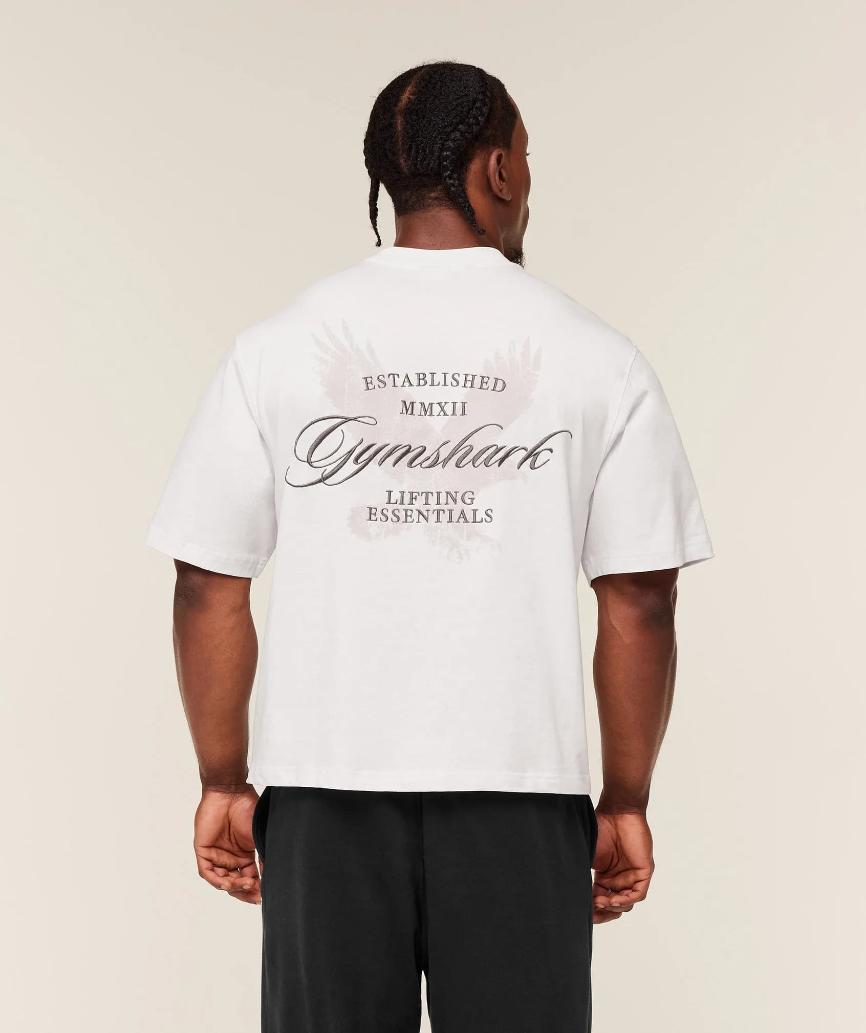 Gymshark Eagle Script Graphic T-Shirt - Soft White
