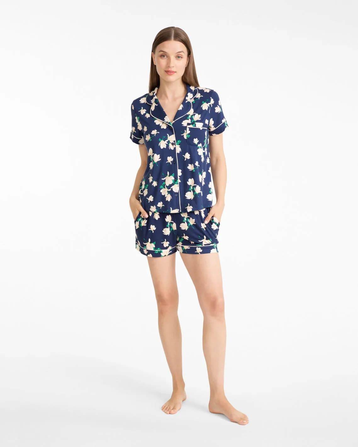 Pajama Set in Navy Magnolia