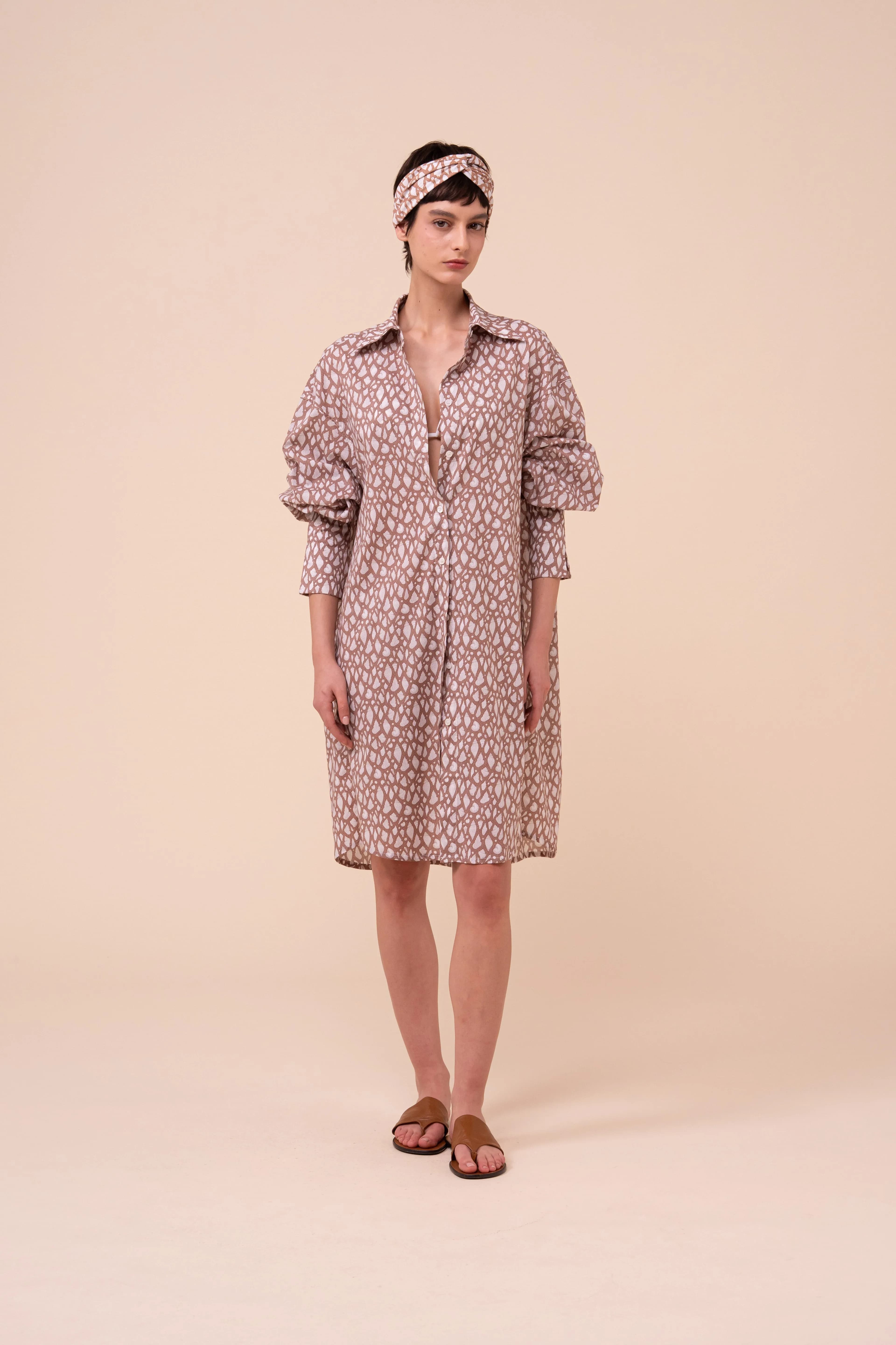 New Ade Printed Cotton Voile Overshirt - Shells Pattern