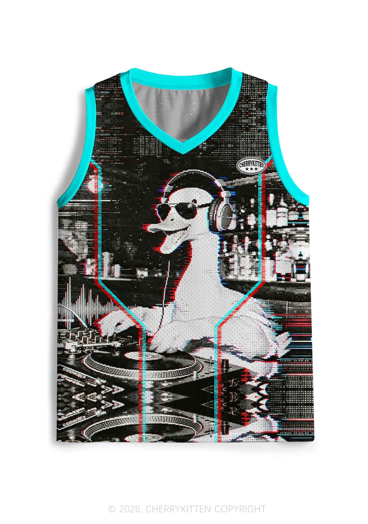 Retro Glitch DJ Duck Y2K Sport Jersey Tank