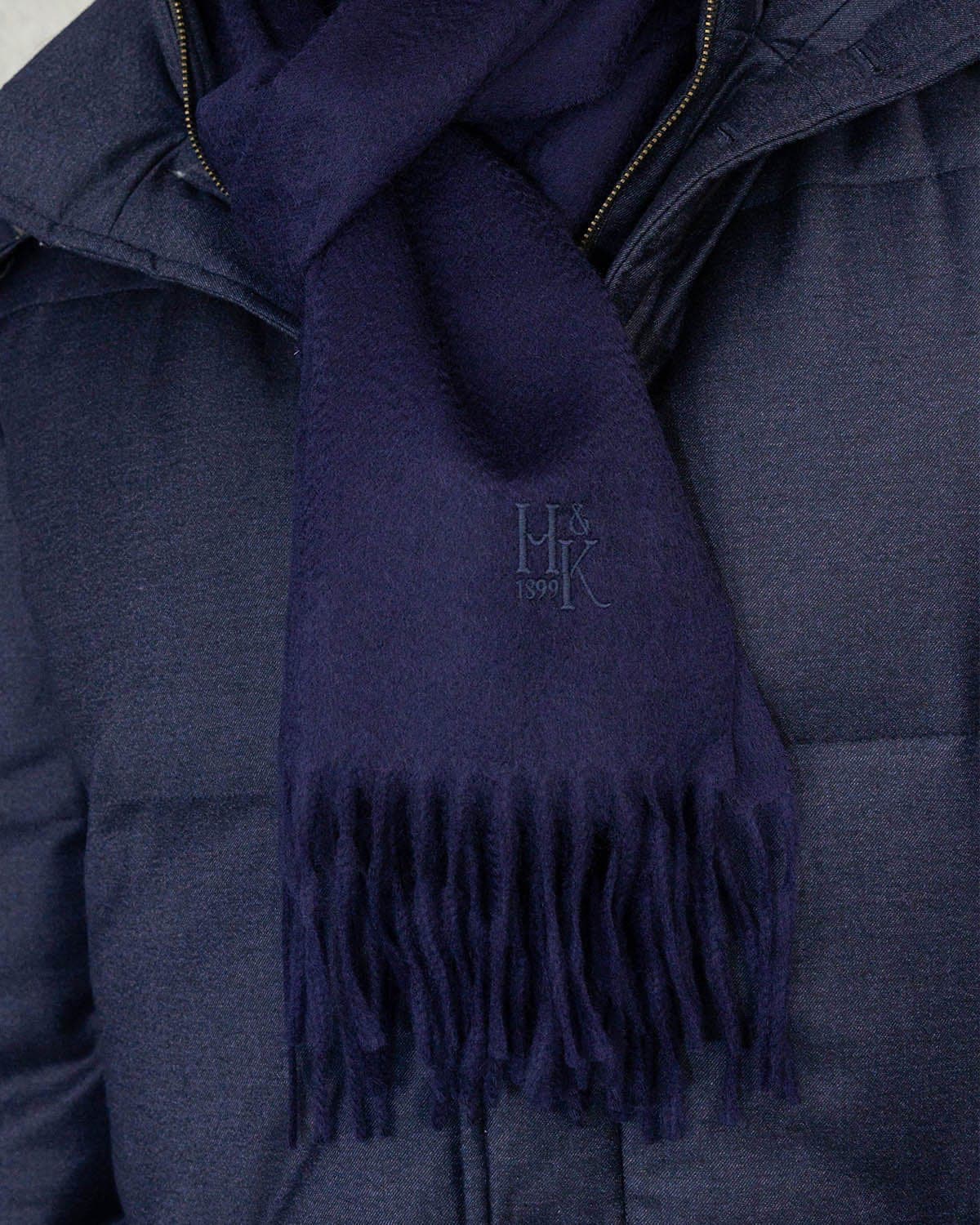 Plain Navy Cashmere Scarf