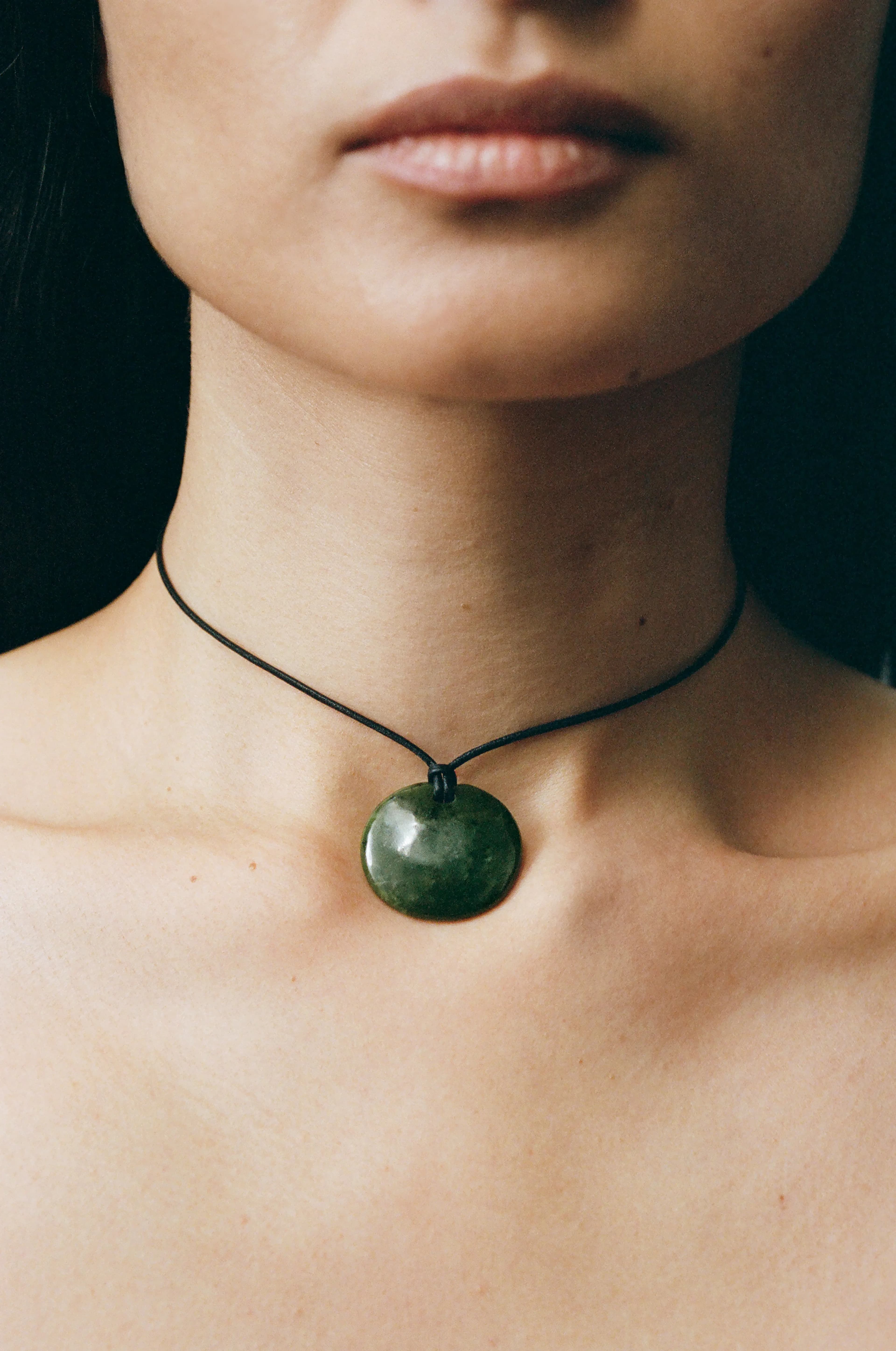 Small Full Moon Pendant in Jade