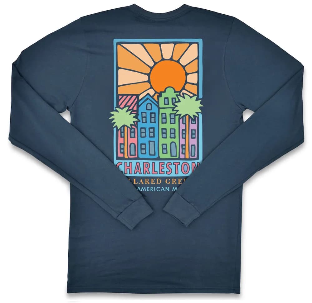 East Bay Sunrise: Long Sleeve T-Shirt - Steel Blue