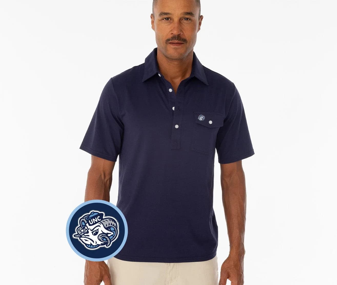 Coach's Performance Players Shirt - Tarheel Head - Navy
