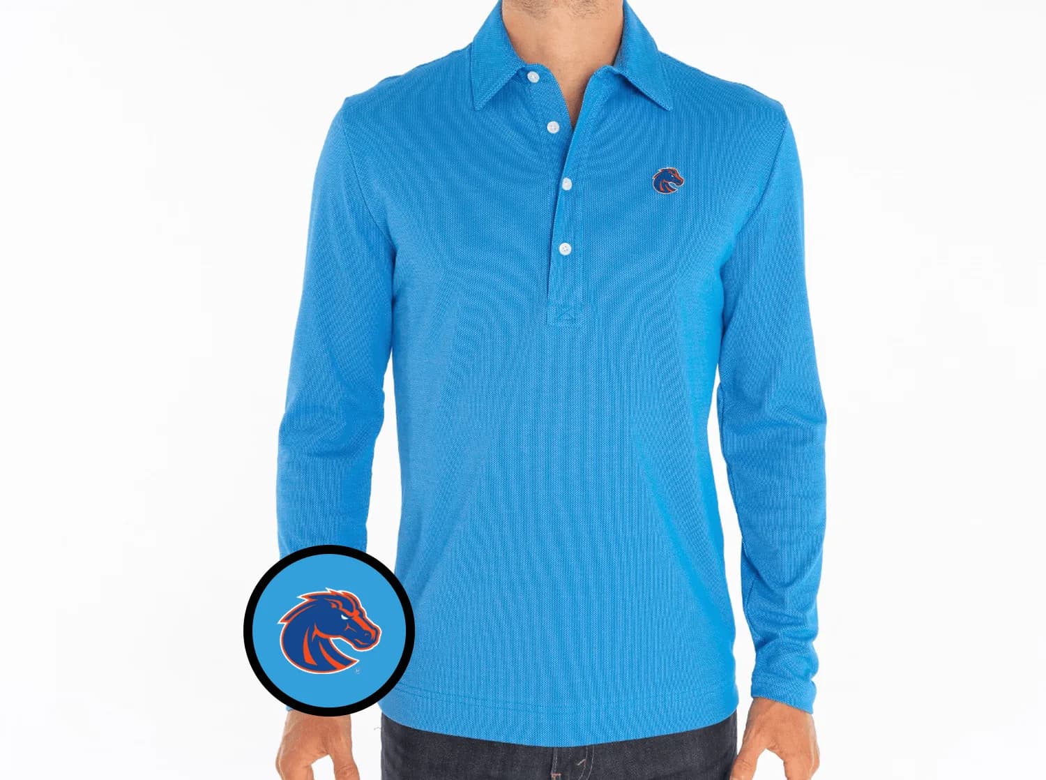 Boise State - Jacquard Long Sleeve Range Polo