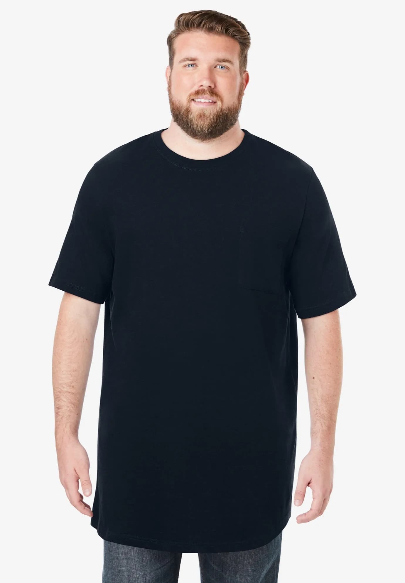 Shrink-Less™ Lightweight Longer-Length Crewneck Pocket T-Shirt