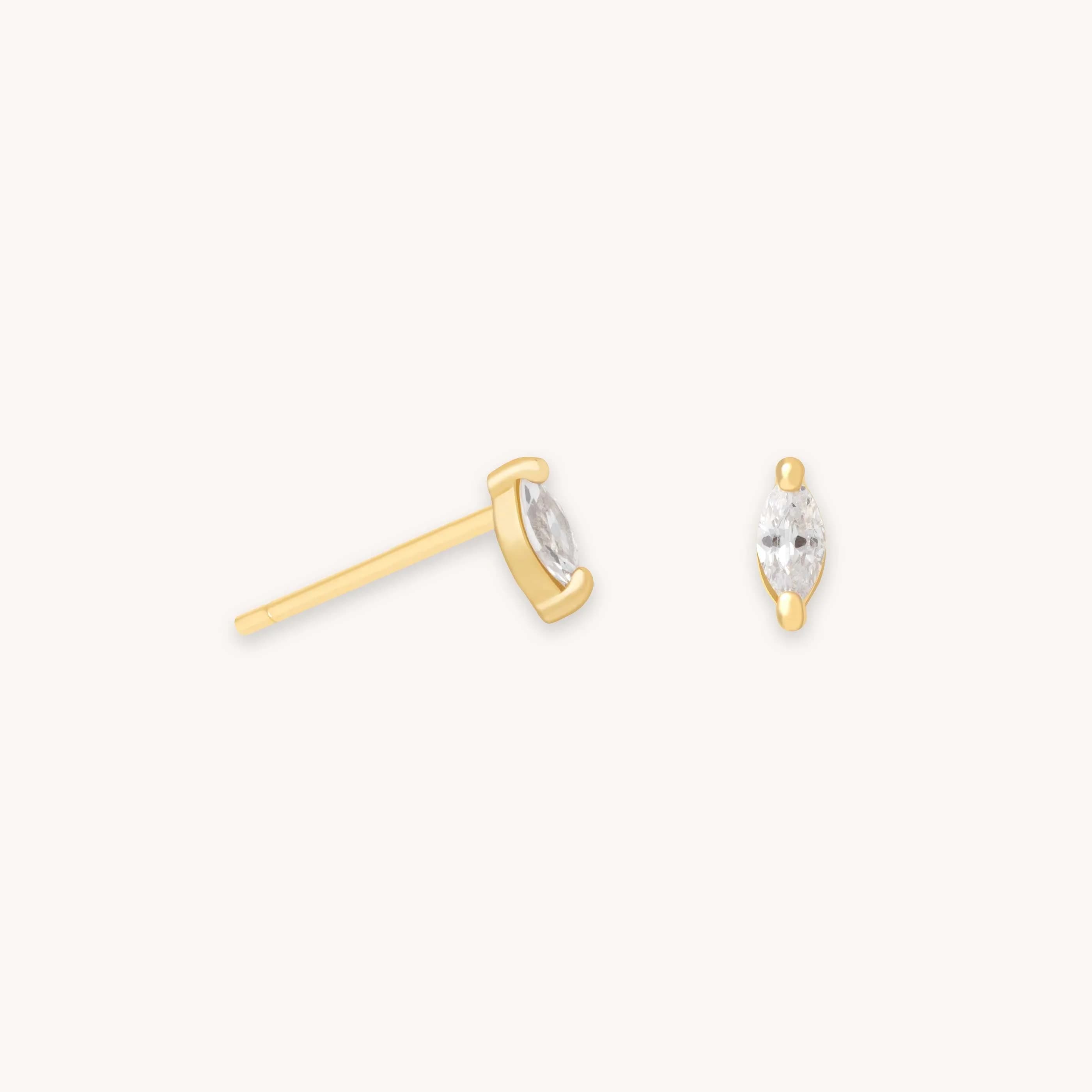 Navette Gem Stud Earrings