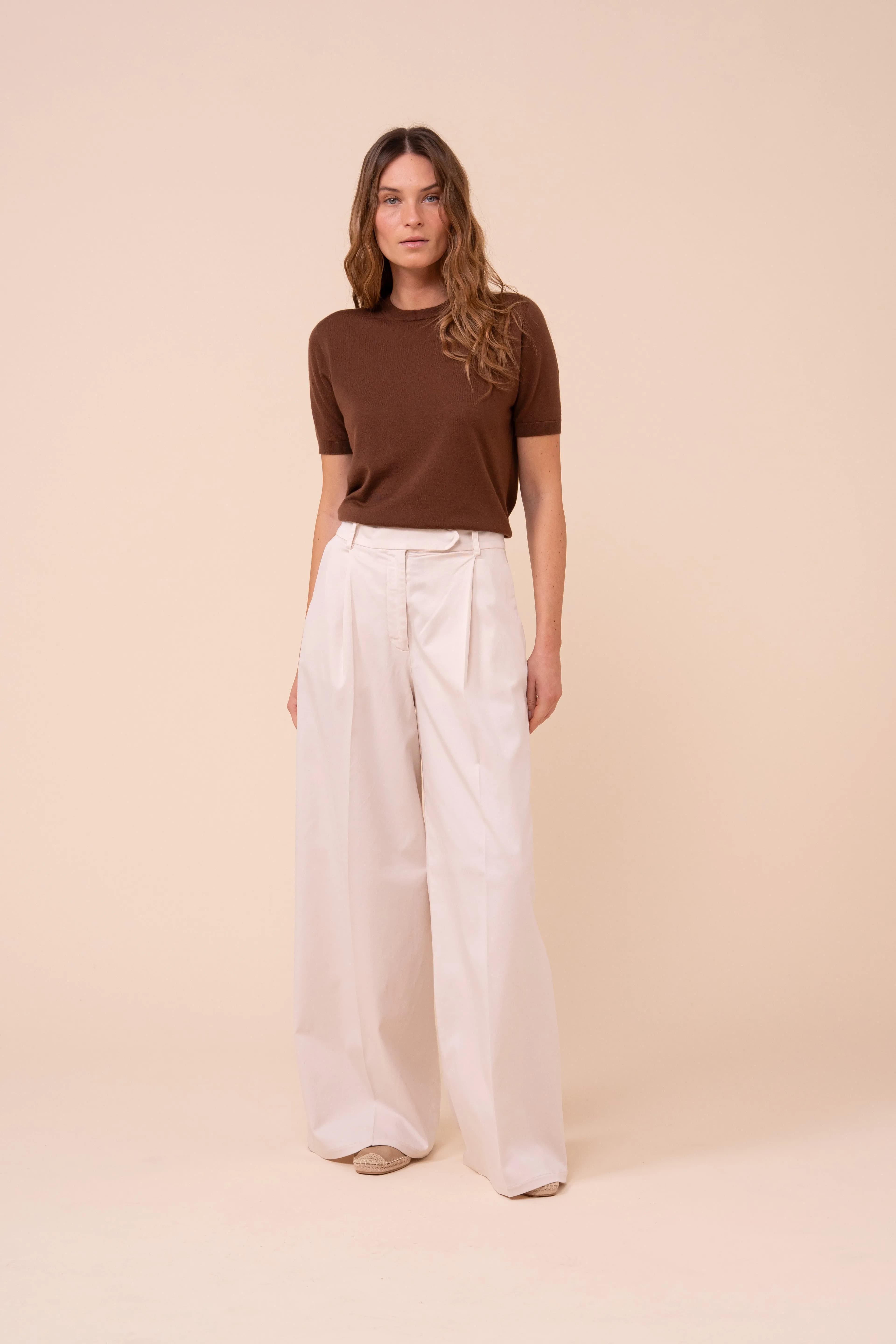Cotton and Lyocell Wide-Leg Pants