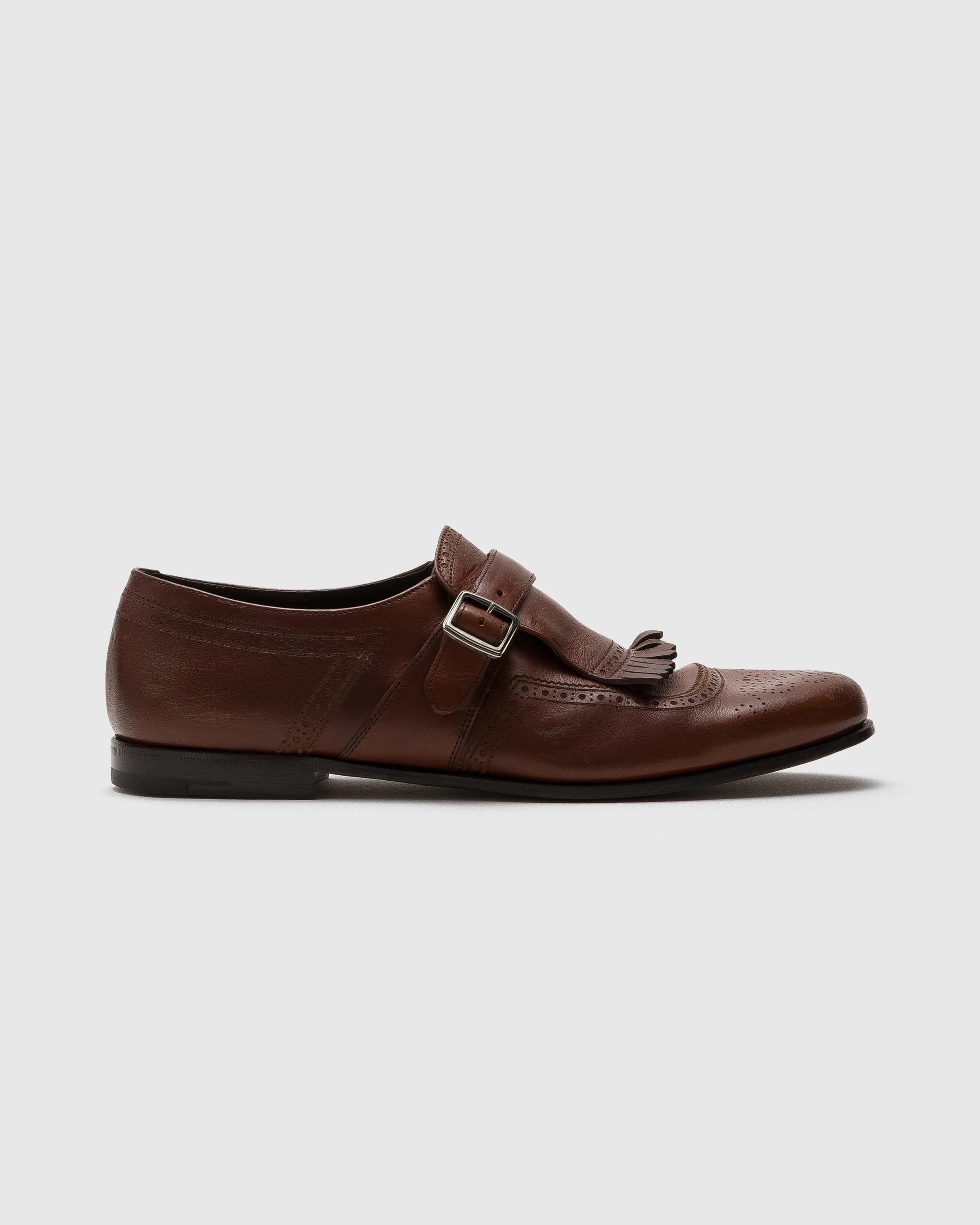 Antiqued Calfskin Monk Strap