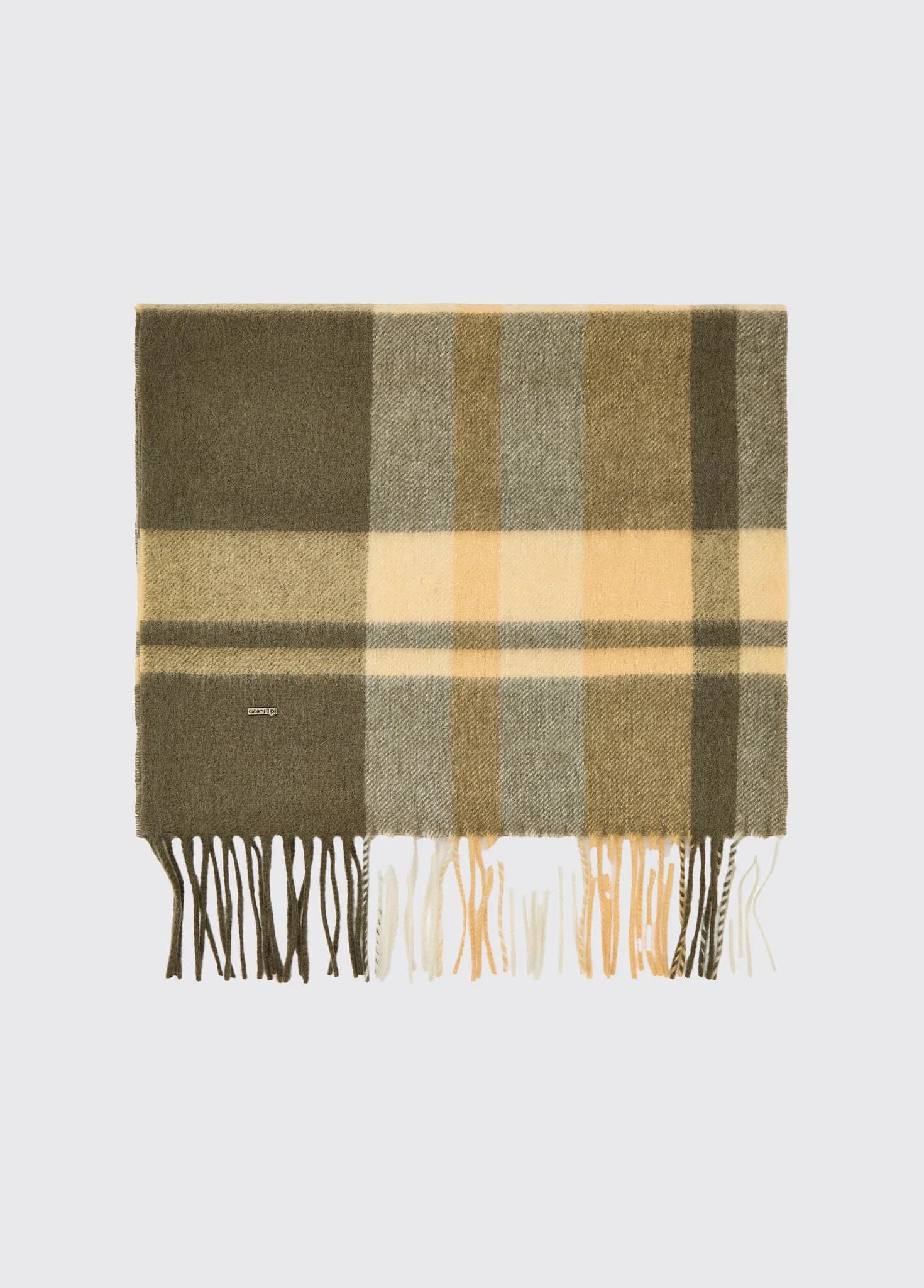 Kinvara Wool Check Scarf - Dusky Green