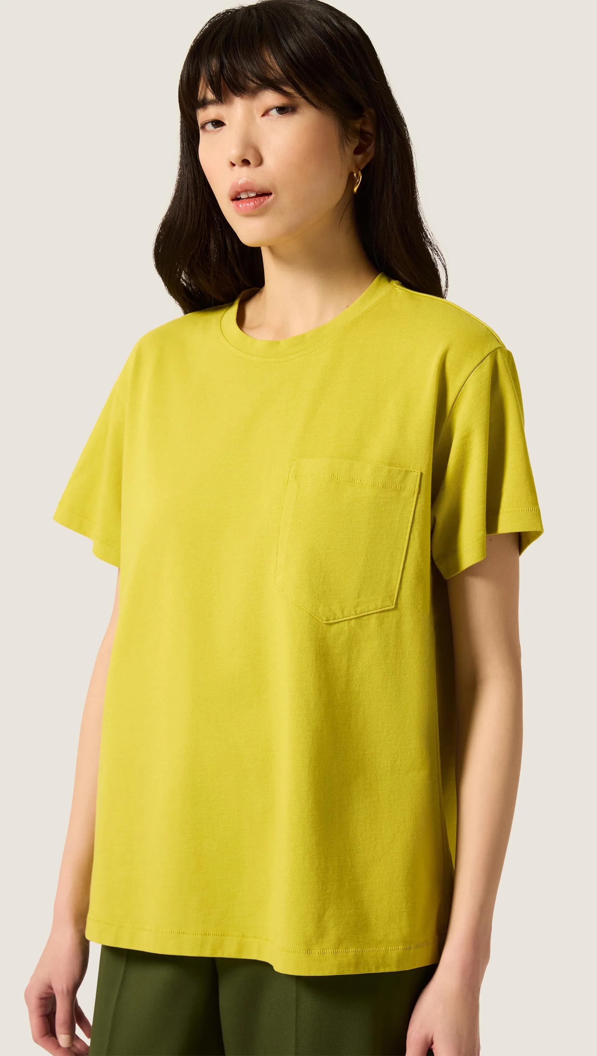 Oversized Pocket Tee in Cotton Jersey | Chartreuse