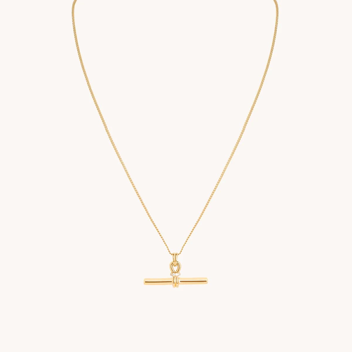 T-Bar Pendant Necklace in Gold