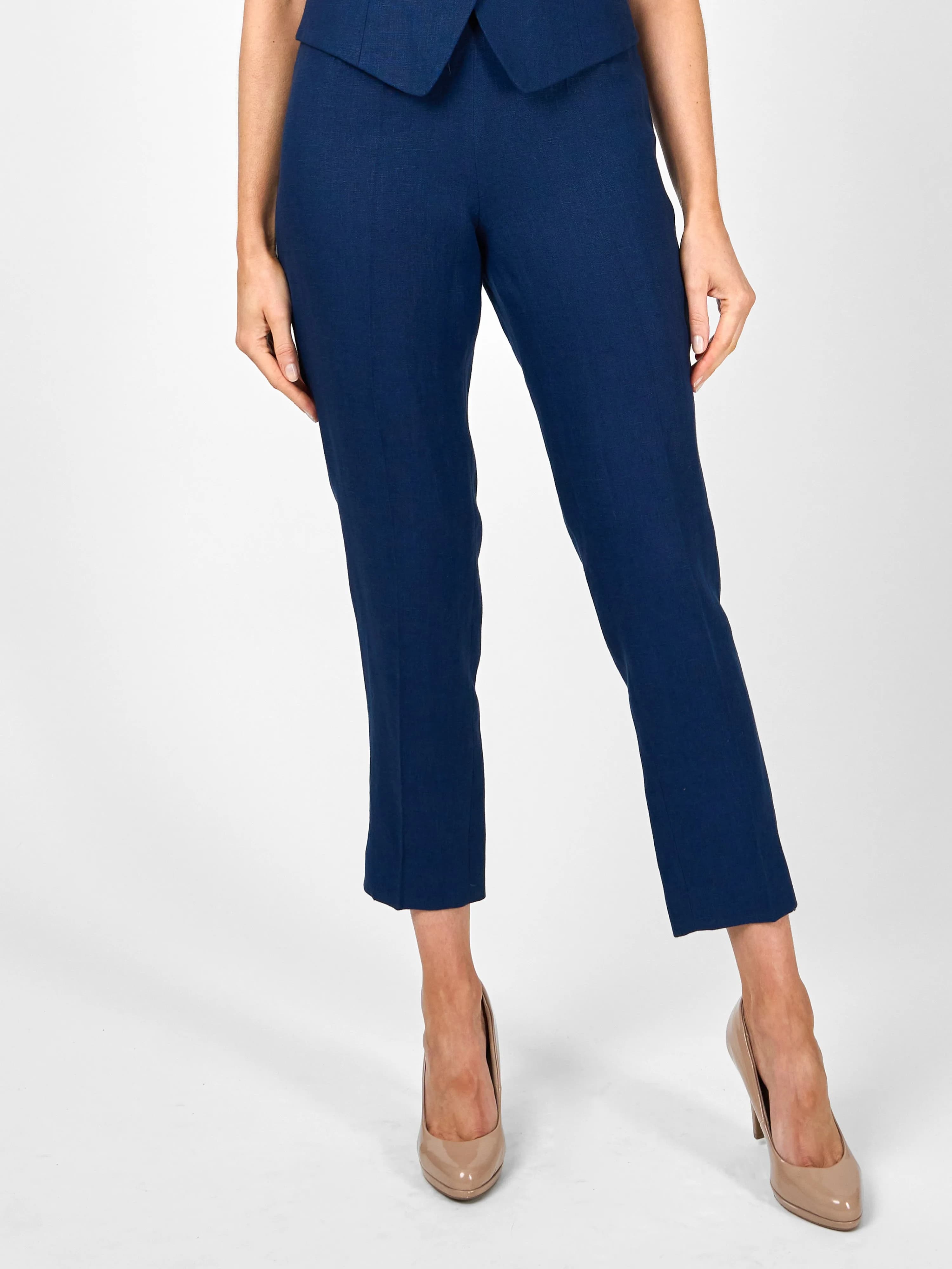 Cigarette Trousers Navy Evering Linen
