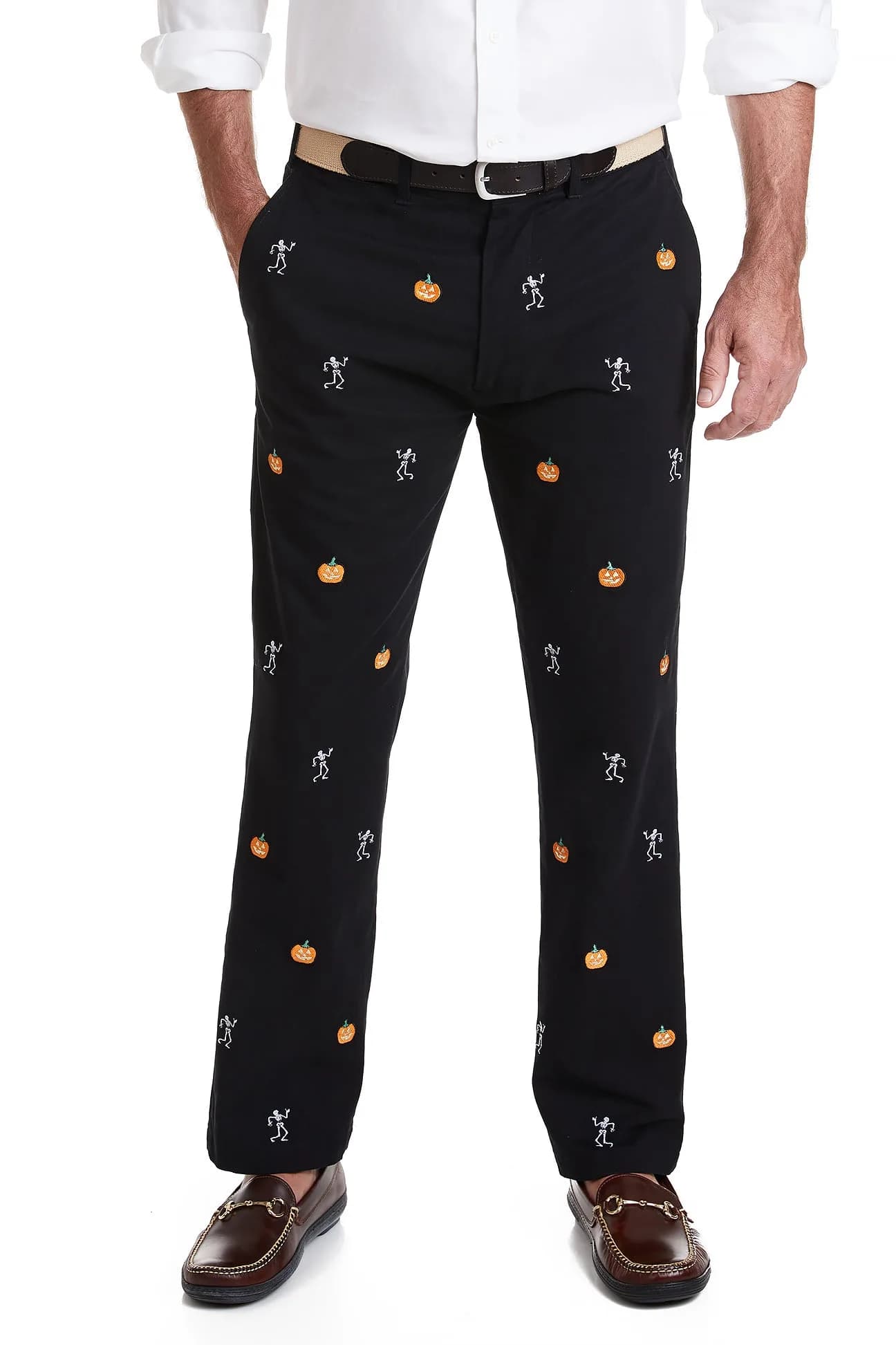 Harbor Pant Stretch Twill Black with Skeleton & Jack O'lantern