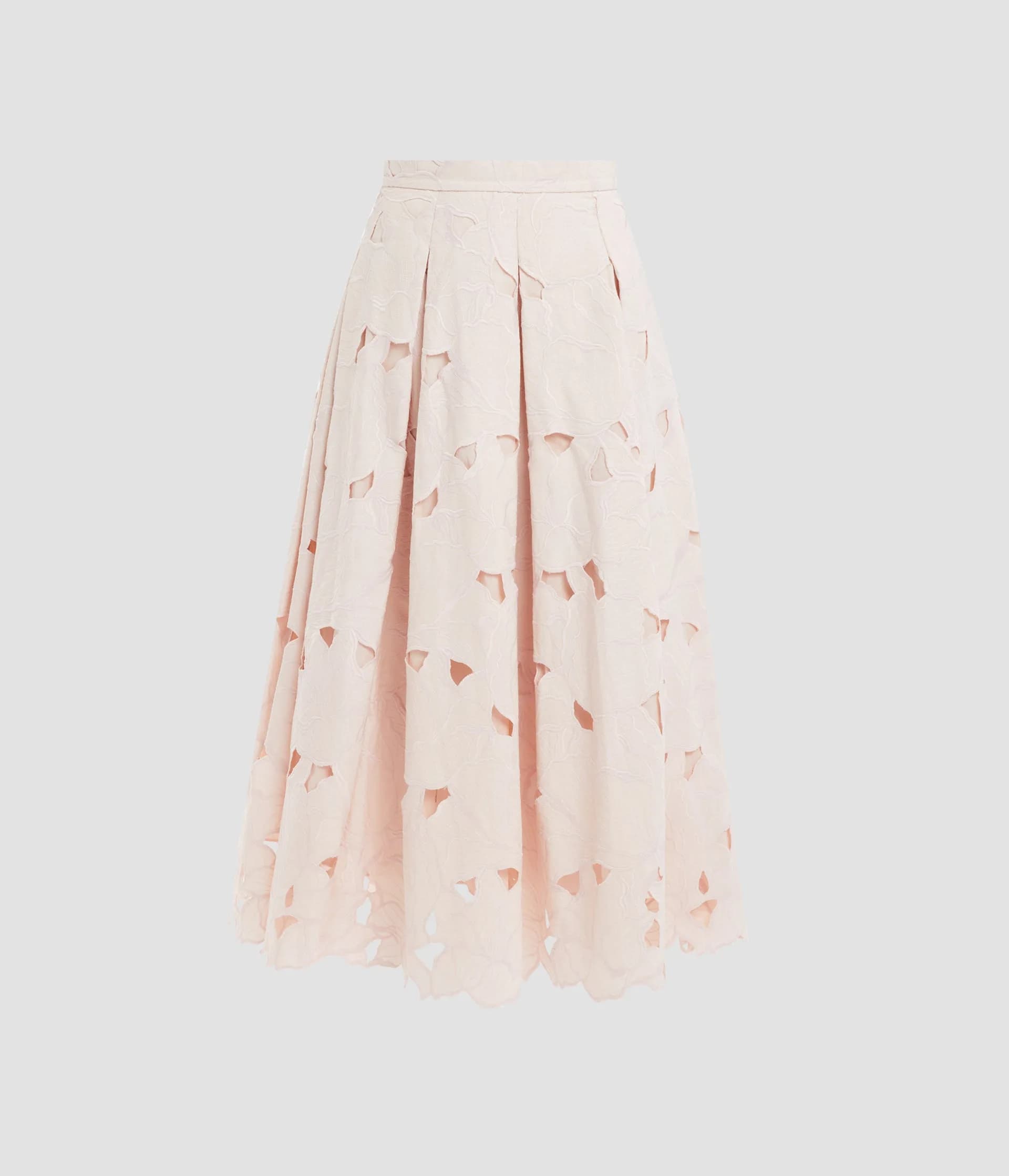 Floral Cutwork Pleated Midi Skirt