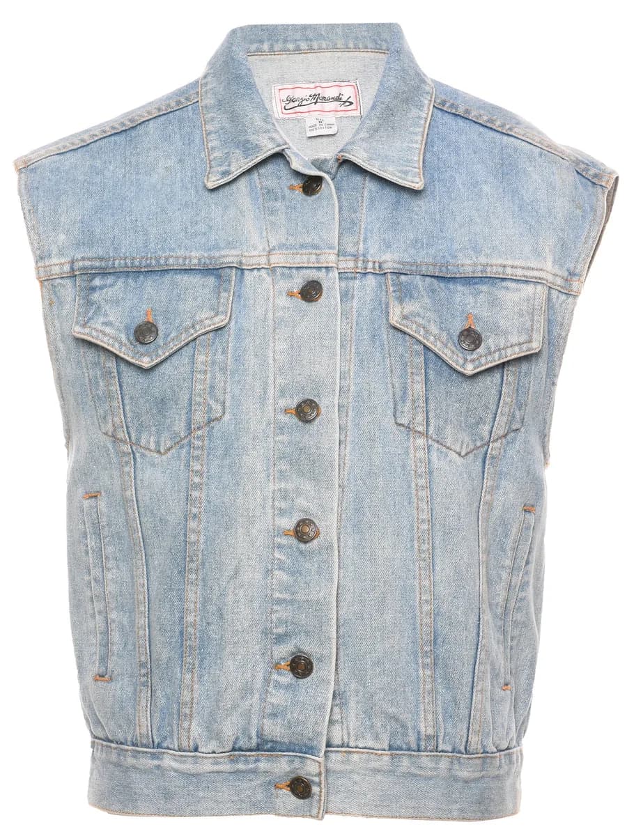 Vintage 1990s Light Wash Denim Jacket Vest