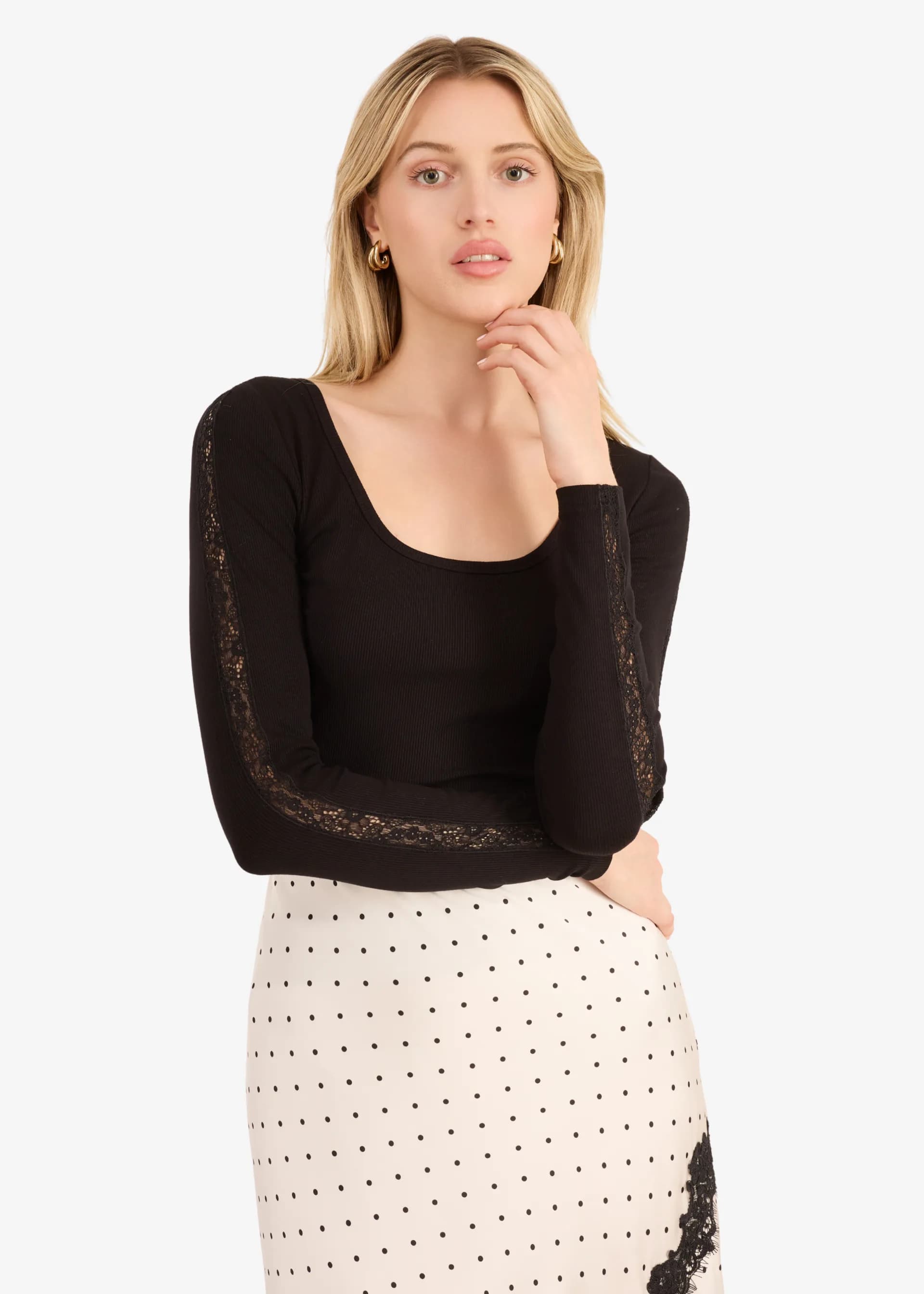 Skyler Rib Knit Top Black