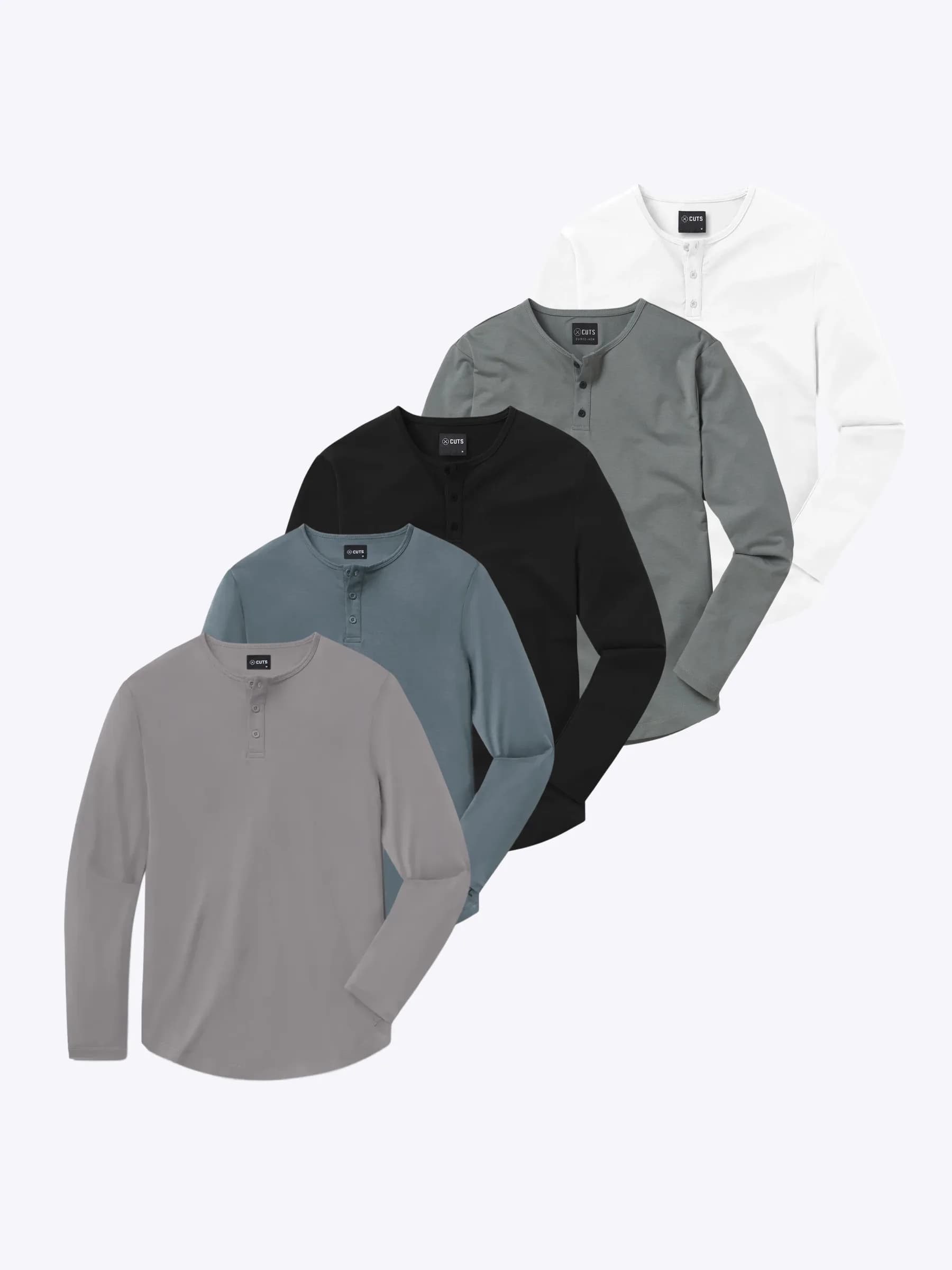 AO Long Sleeve Henley 5-Pack