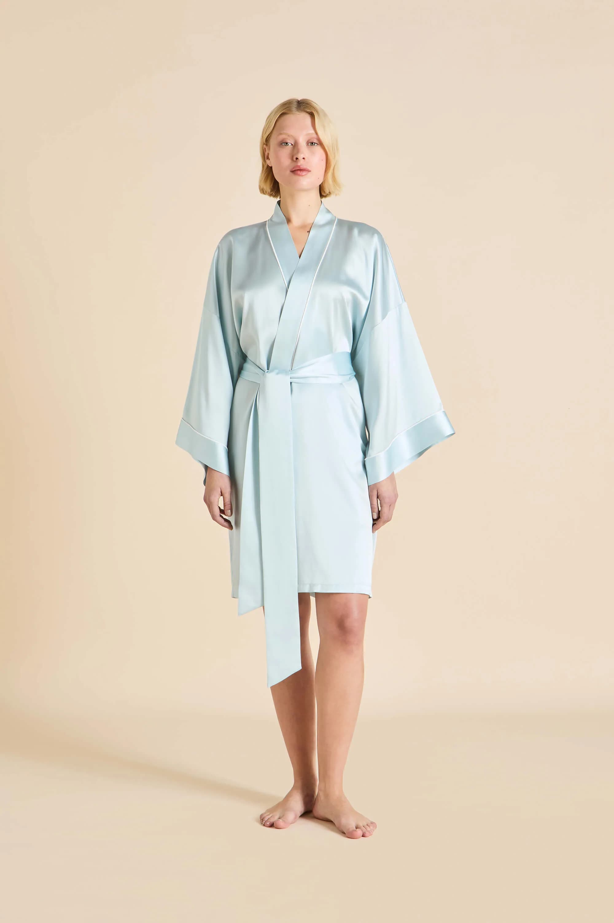 Mimi Powder Blue Ivory Robe