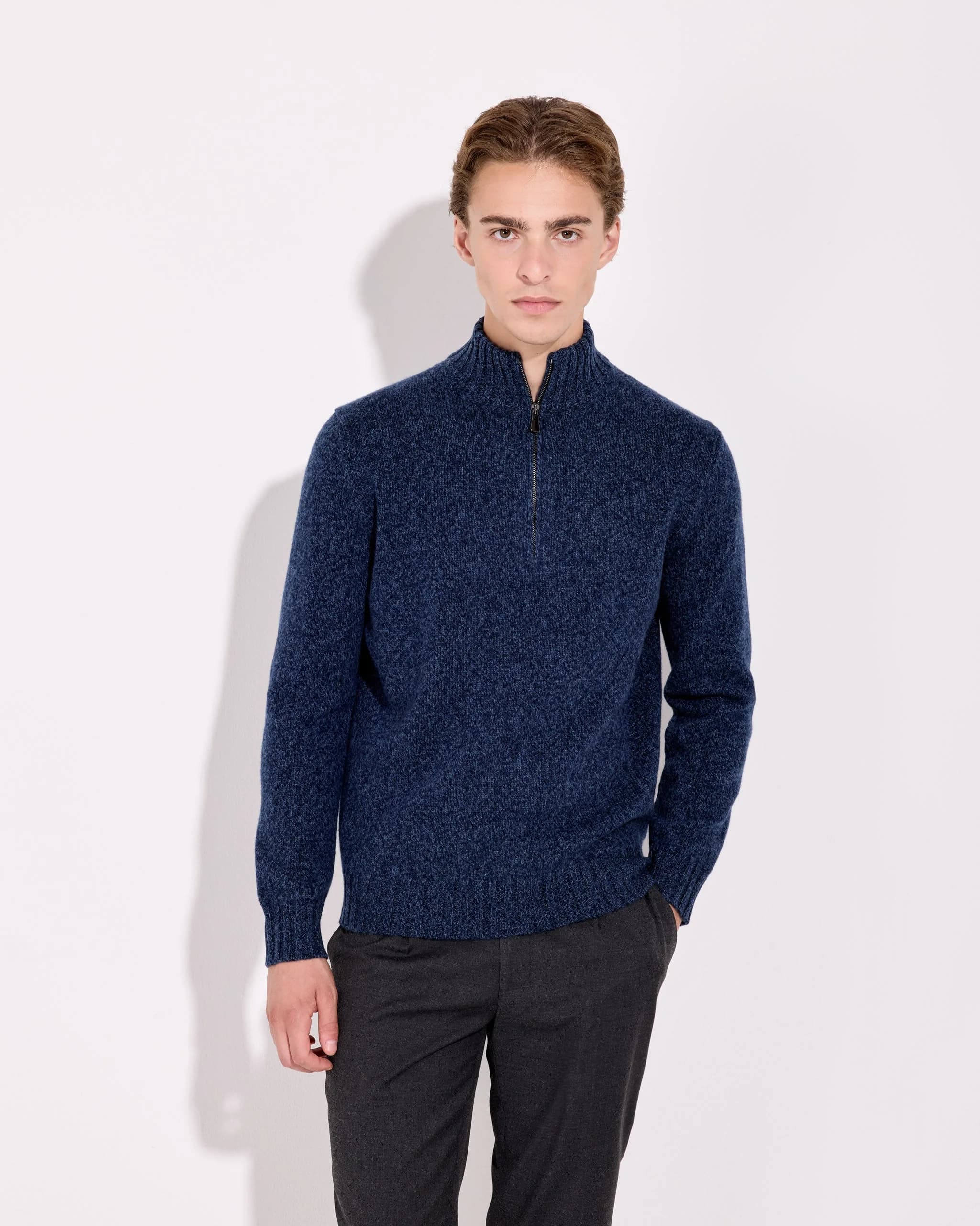 Maglia Mezza Zip Moulinè