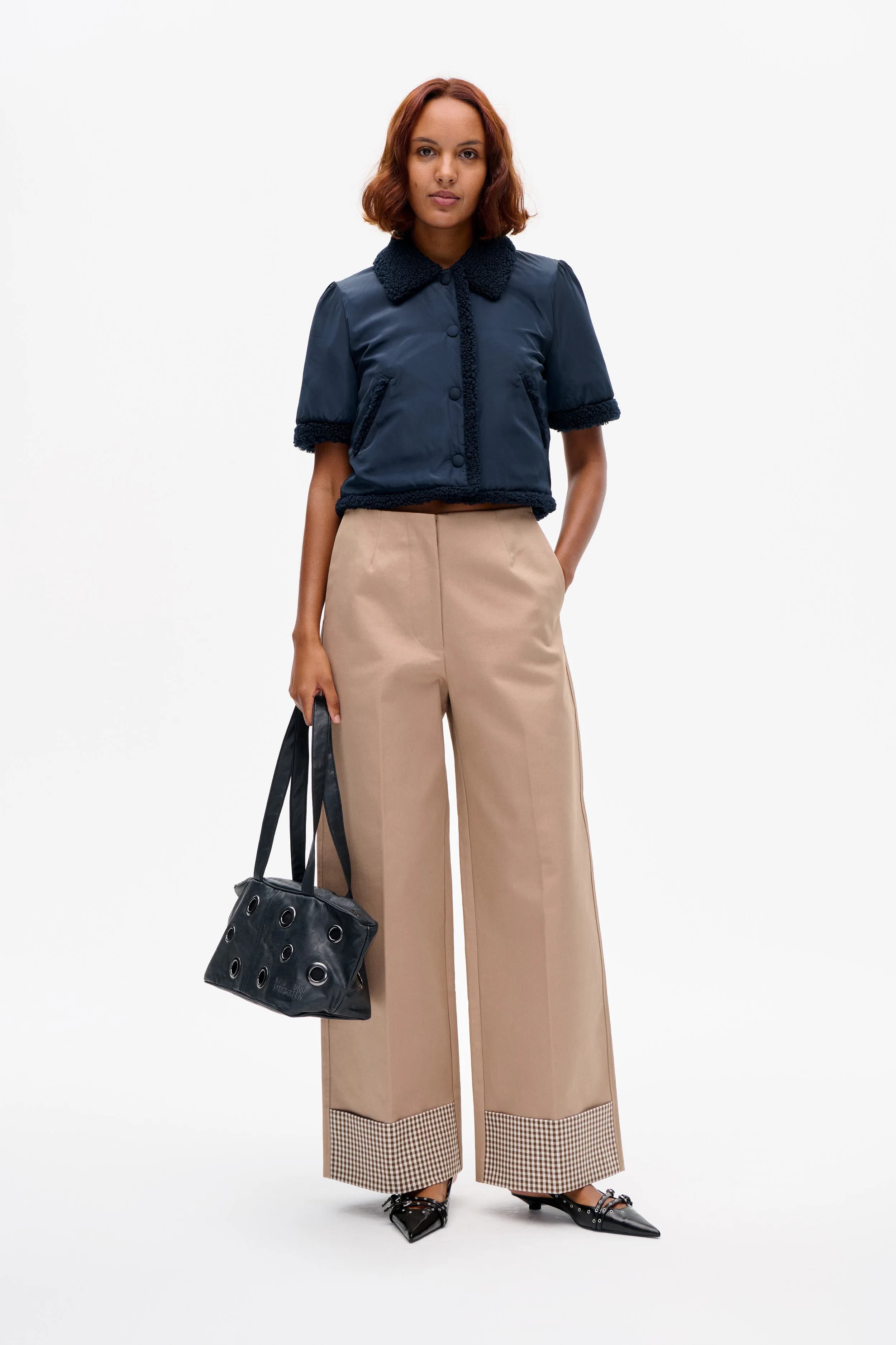 NARIN TROUSERS | Portabella Camel Check