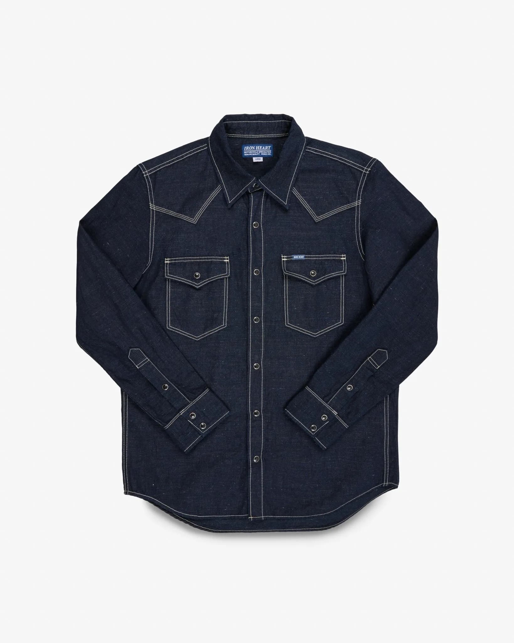 7oz Cotton Linen Chambray Western Shirt - Indigo