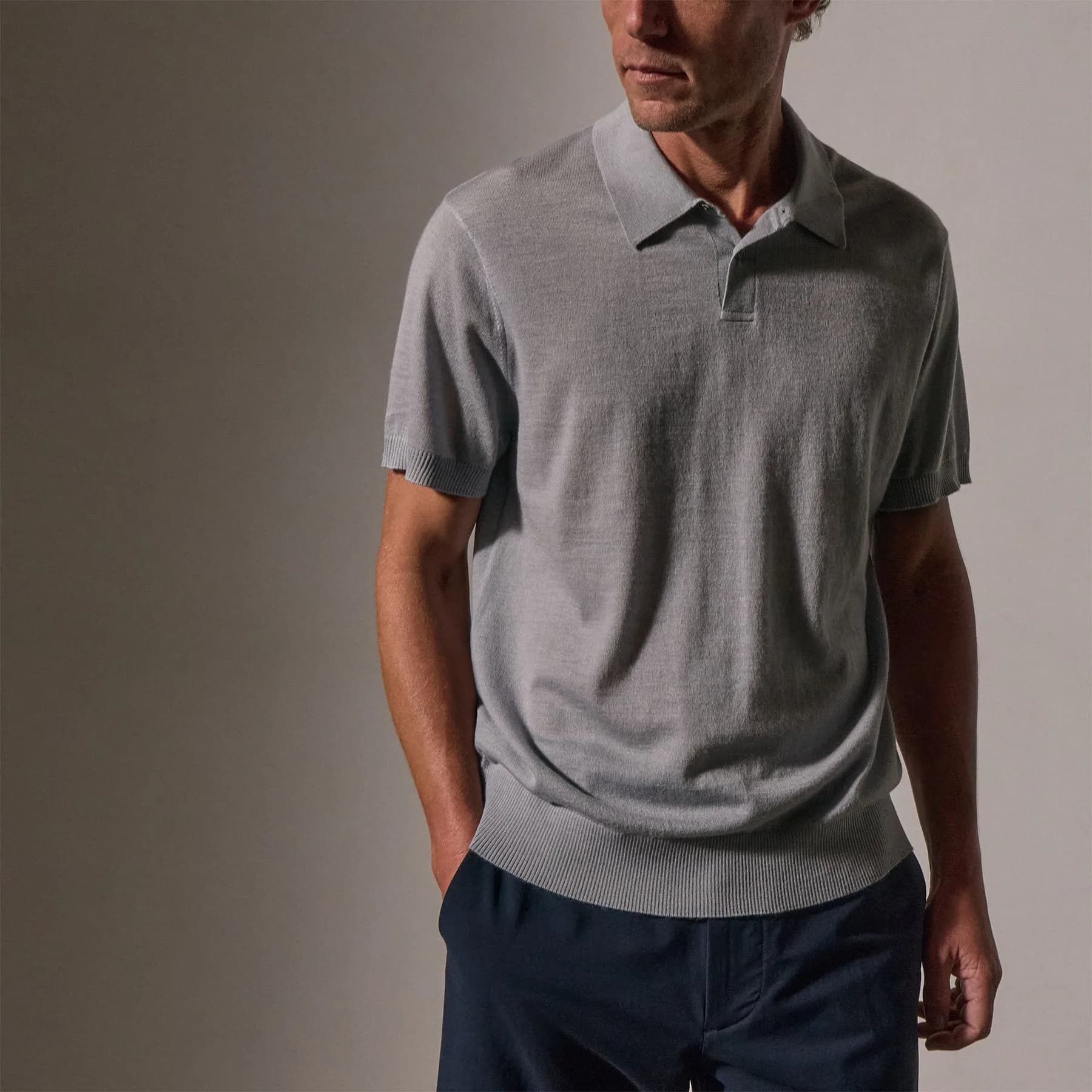 Ultrafine Cashmere Polo - Grey Sky