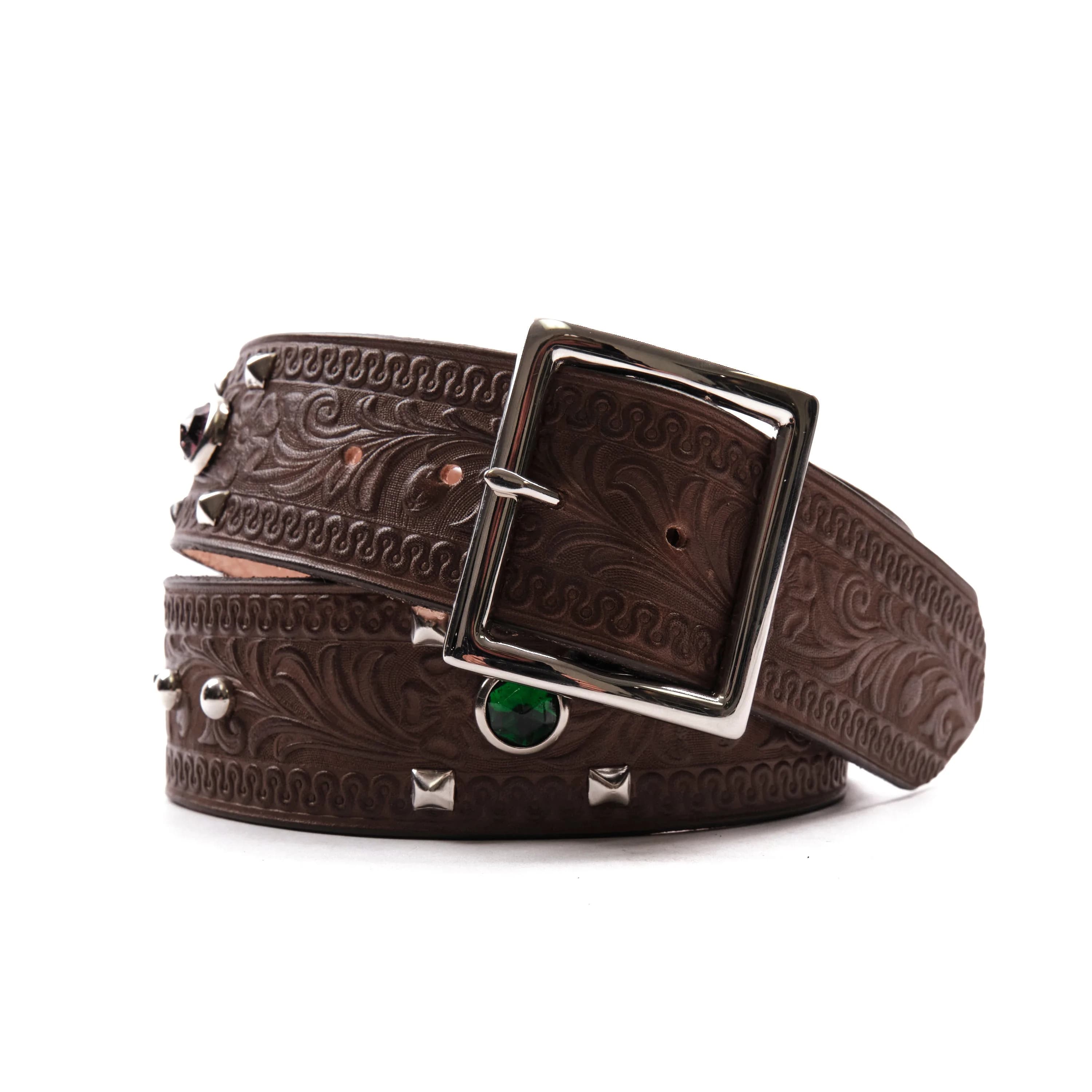 Custom Pyramid Spots Belt Brown