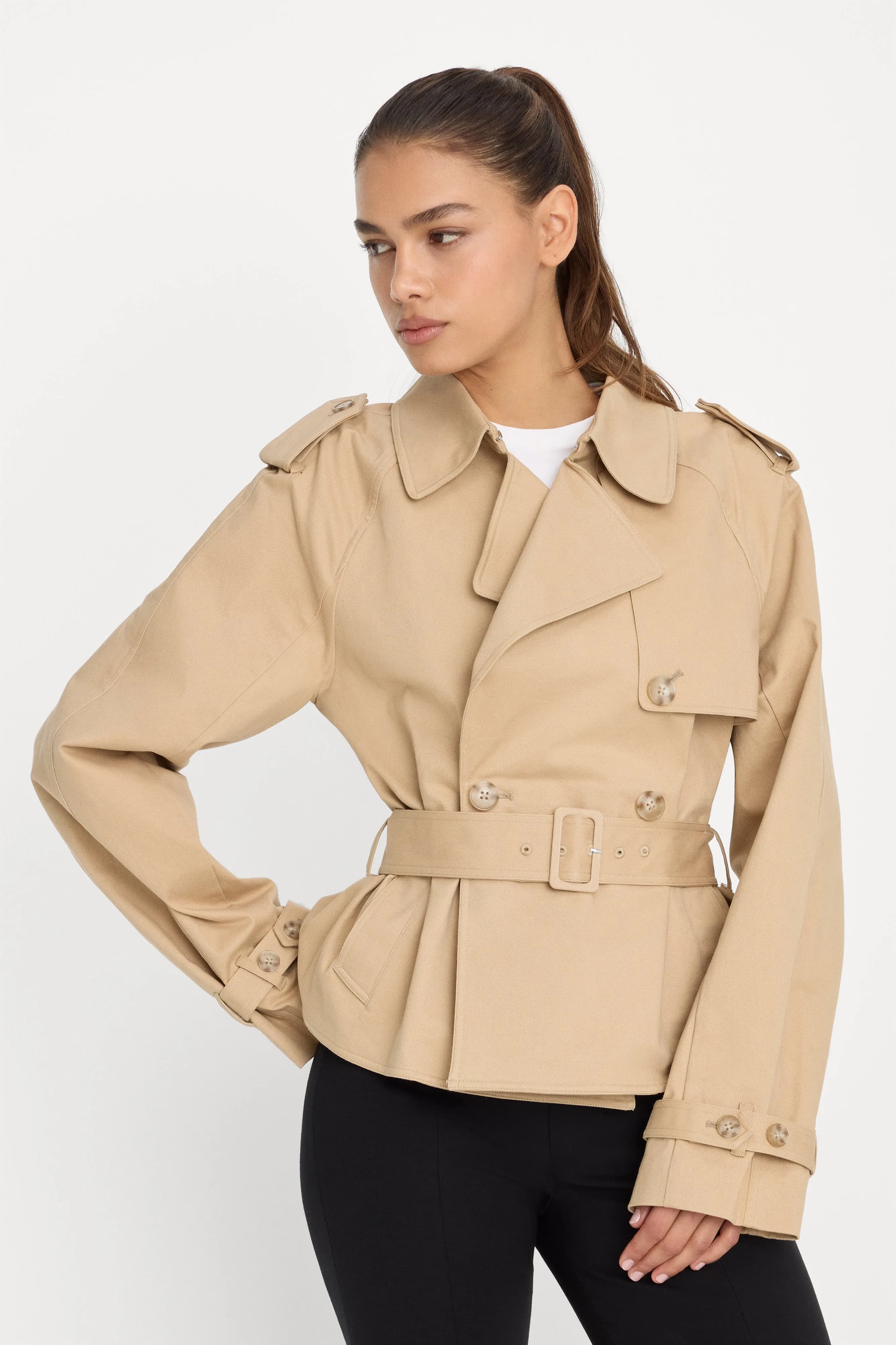 Cropped Trench Jacket | Sandy Fawn