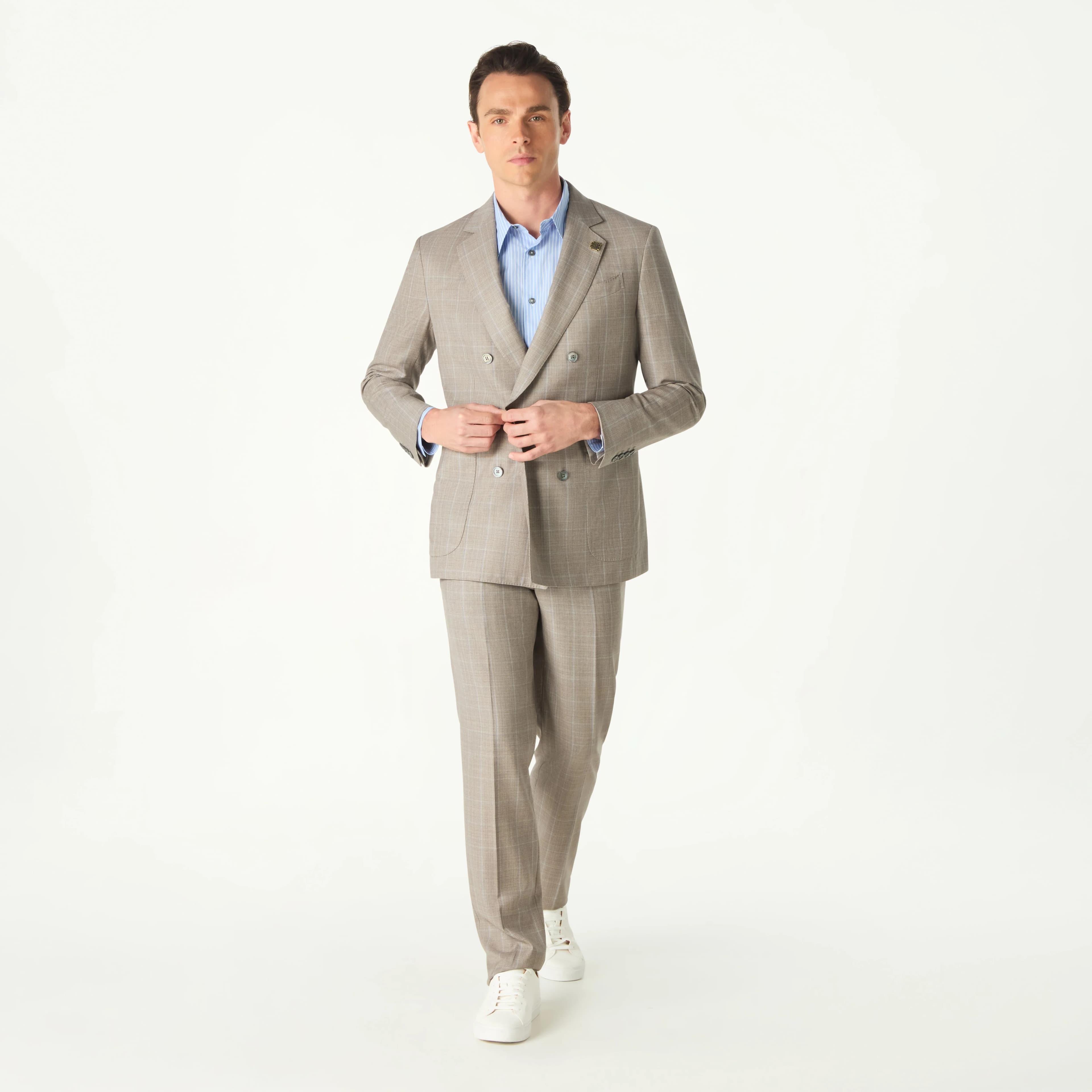 WINDOWPANE CHECK WOOL DOUBLE BREASTED SUIT