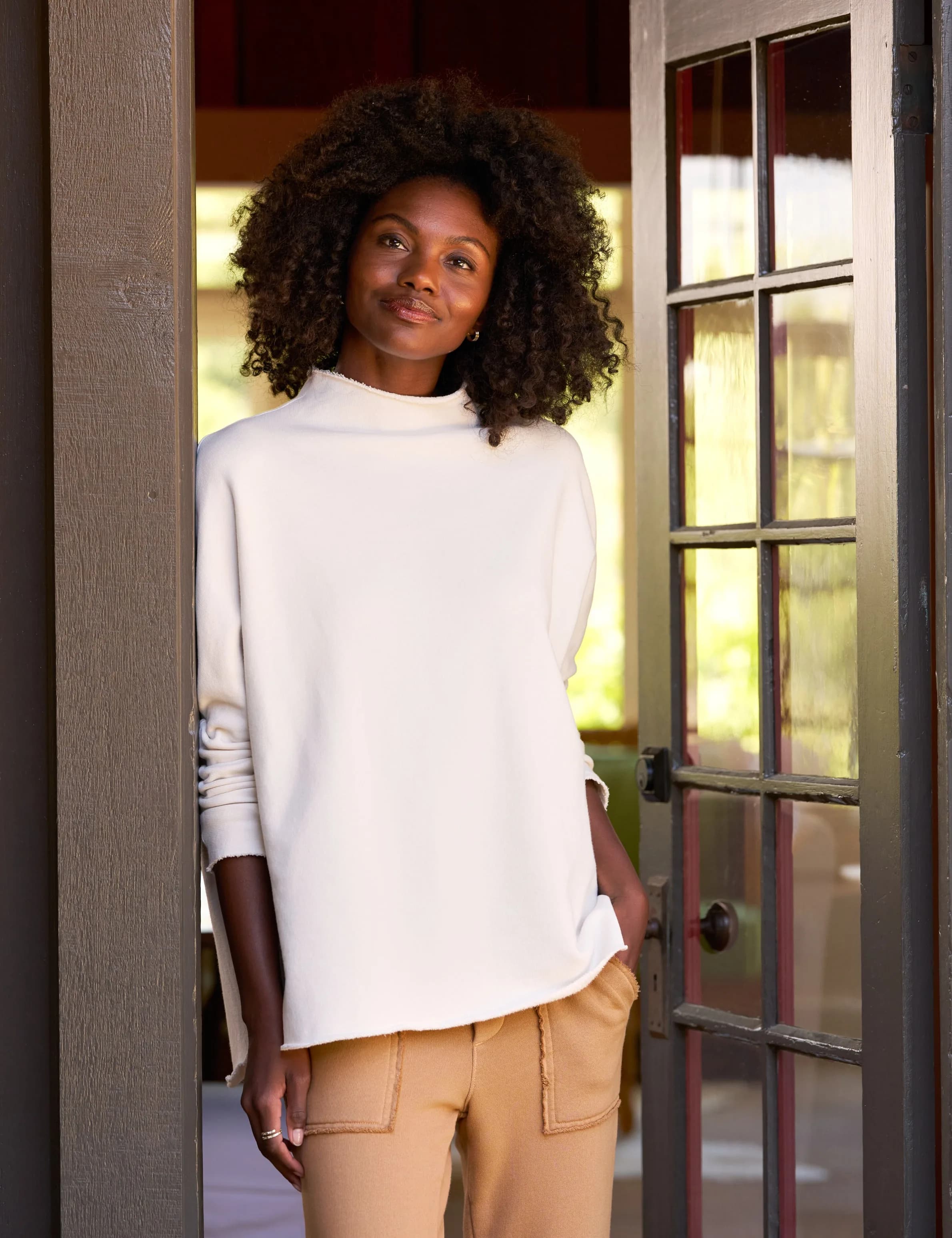 Vintage White Triple Fleece Capelet