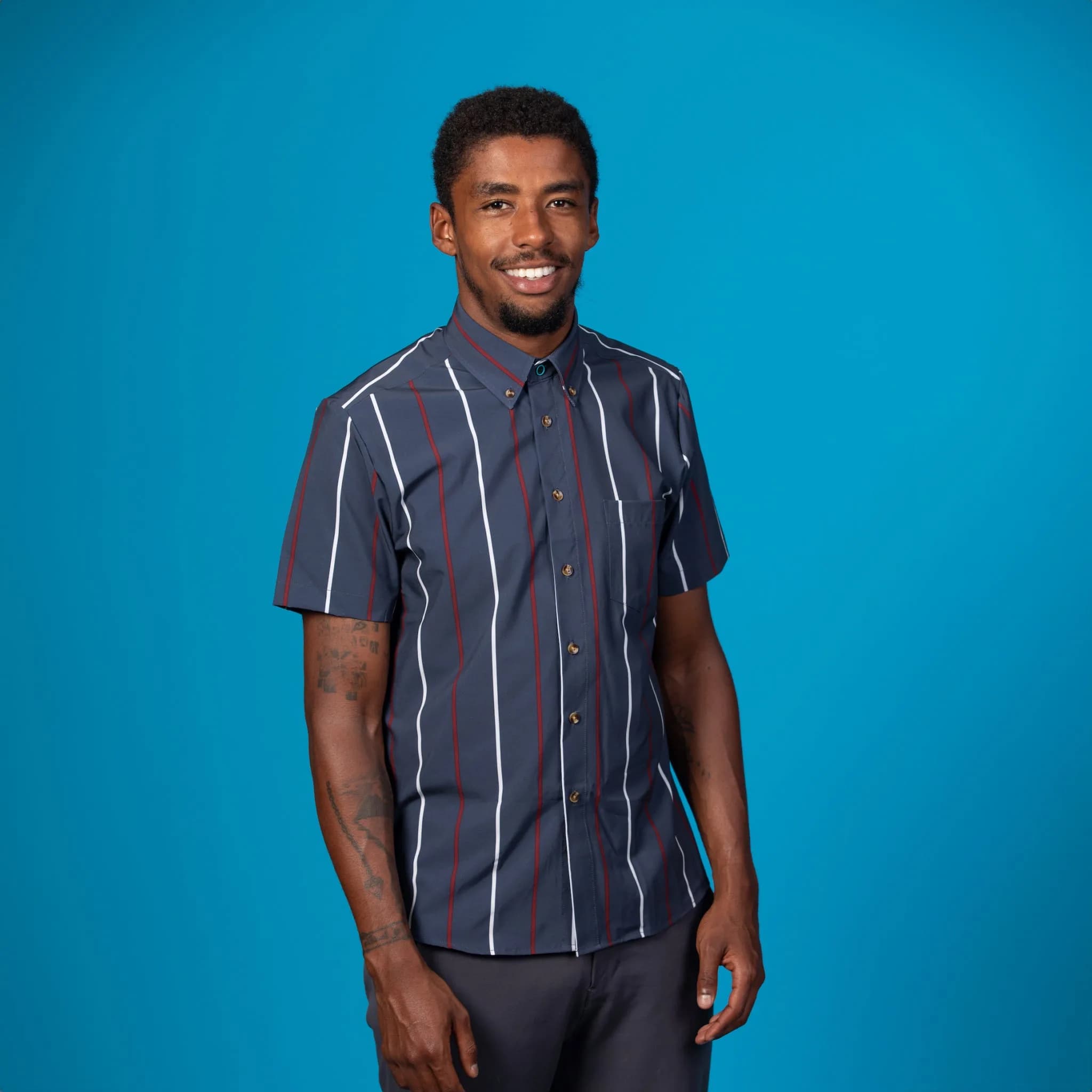 Range Shirt - Navy W/ Red and White Stripes