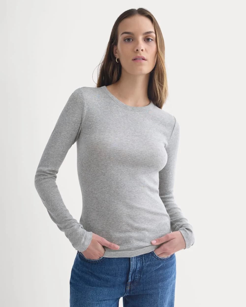 Tissue Long-Sleeve Crew | Heathered Grey