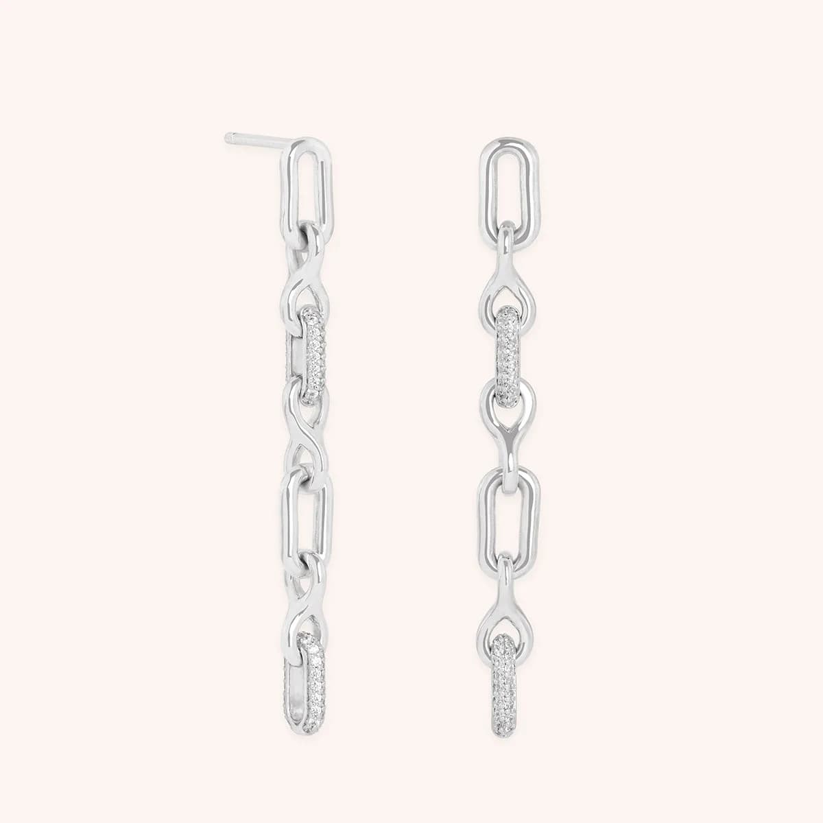 Pavé Chain Link Drop Studs