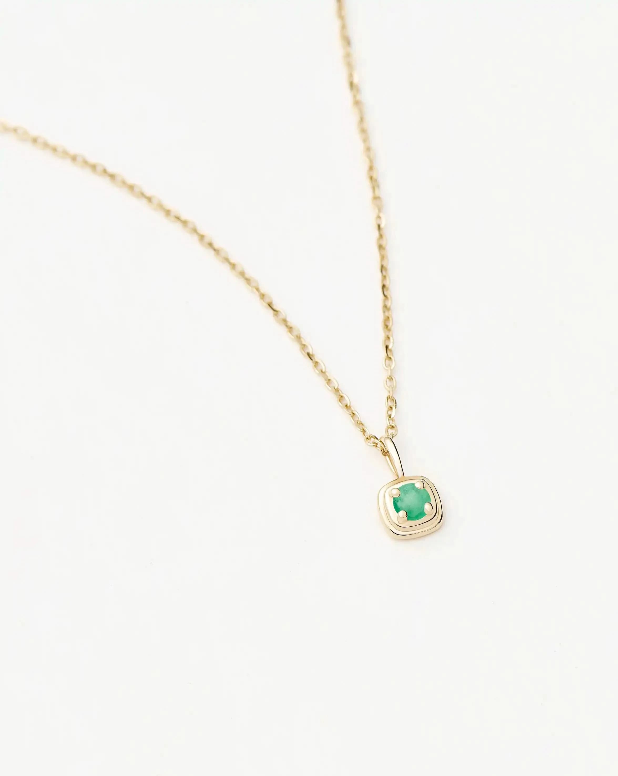 Fine May Birthstone Pendant Necklace | 14ct Solid Gold/Emerald