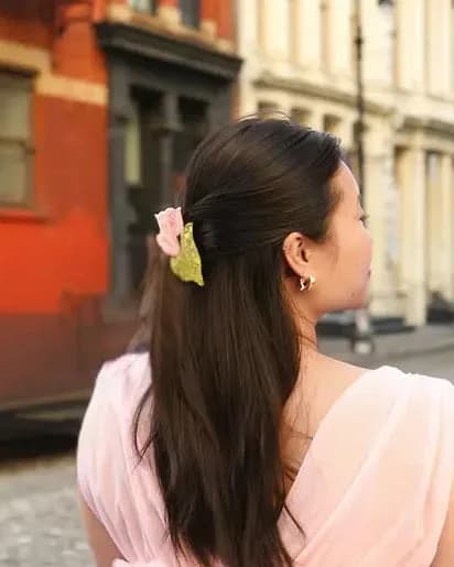 Hand Painted Vintage Tulips Claw Hair Clip