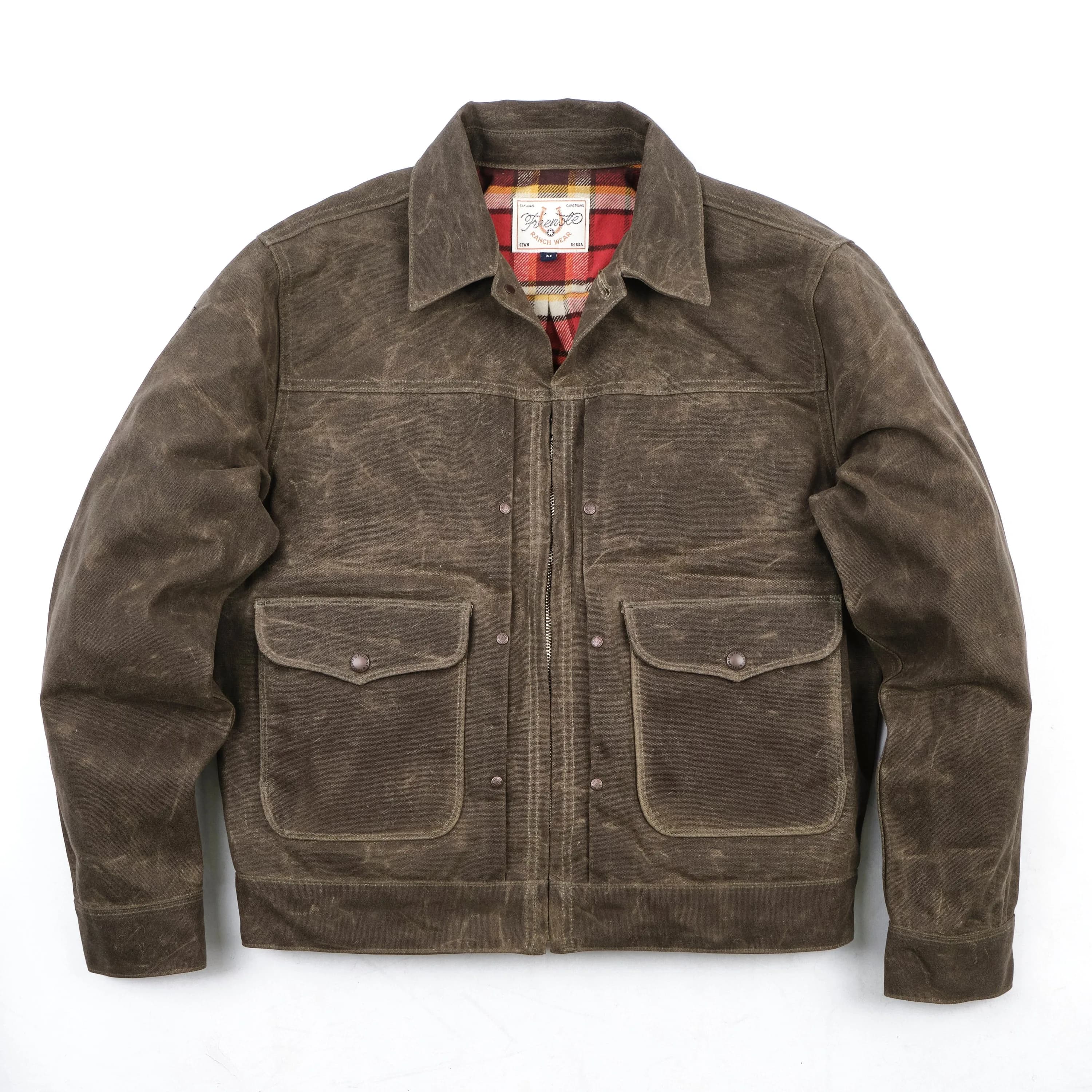 Tobacco Heavy Waxed Canvas Red Plaid