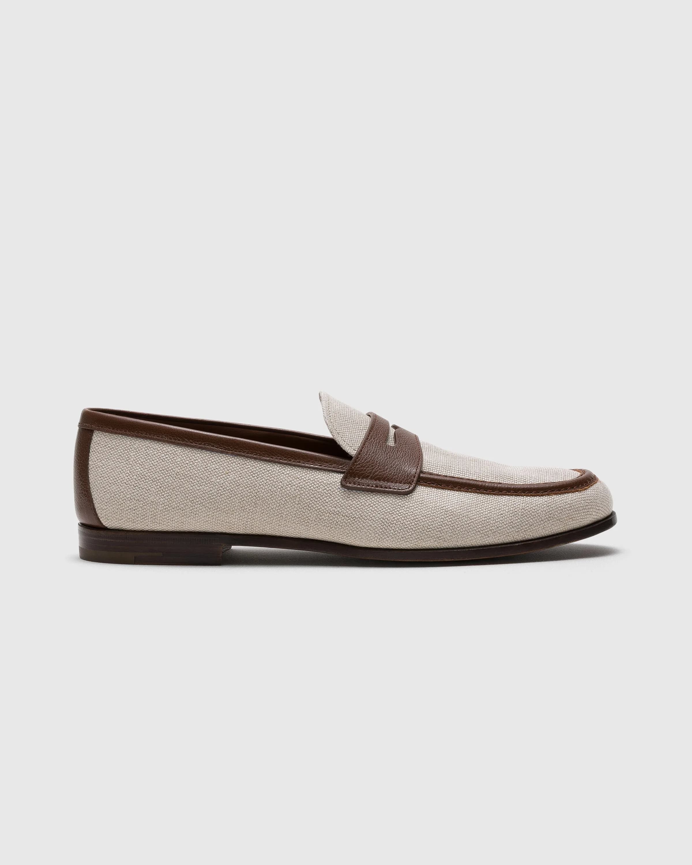 Linen and Fumé Brushed Leather Loafer