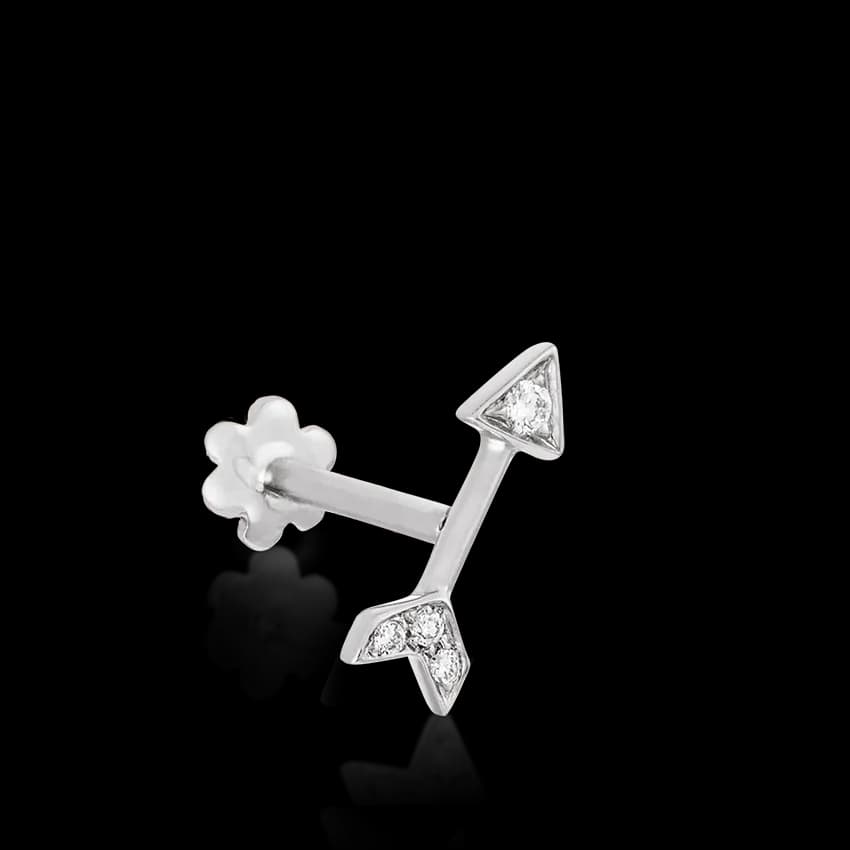 Diamond Arrow Threaded Stud Earring With Titanium Backing