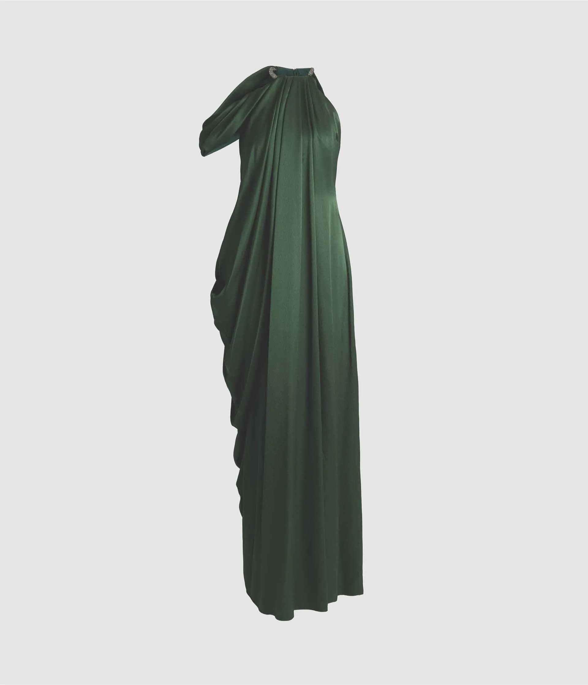 Satin Seersucker Draped Gown