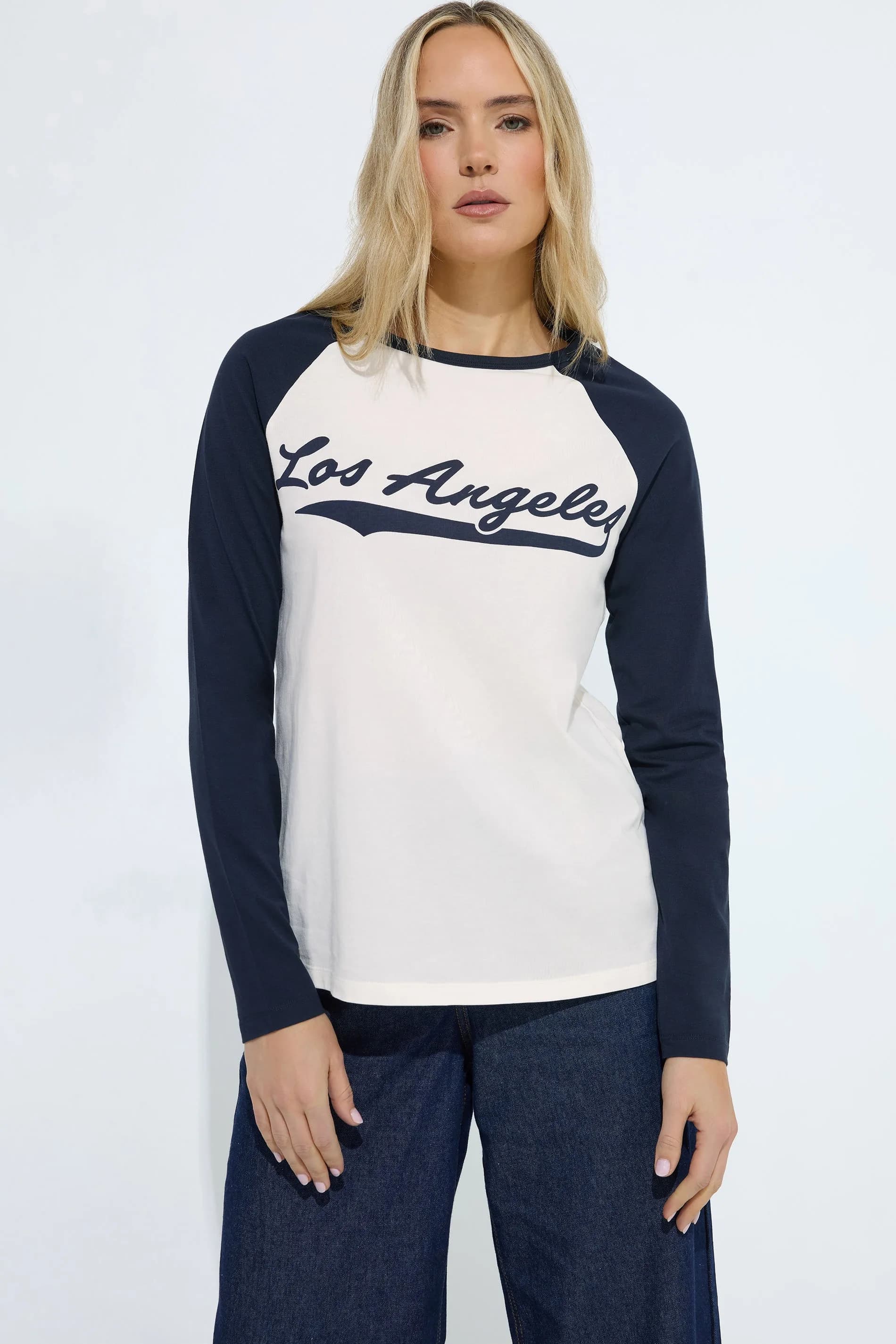 Tall Navy Blue & Cream 'Los Angeles' Slogan T-Shirt