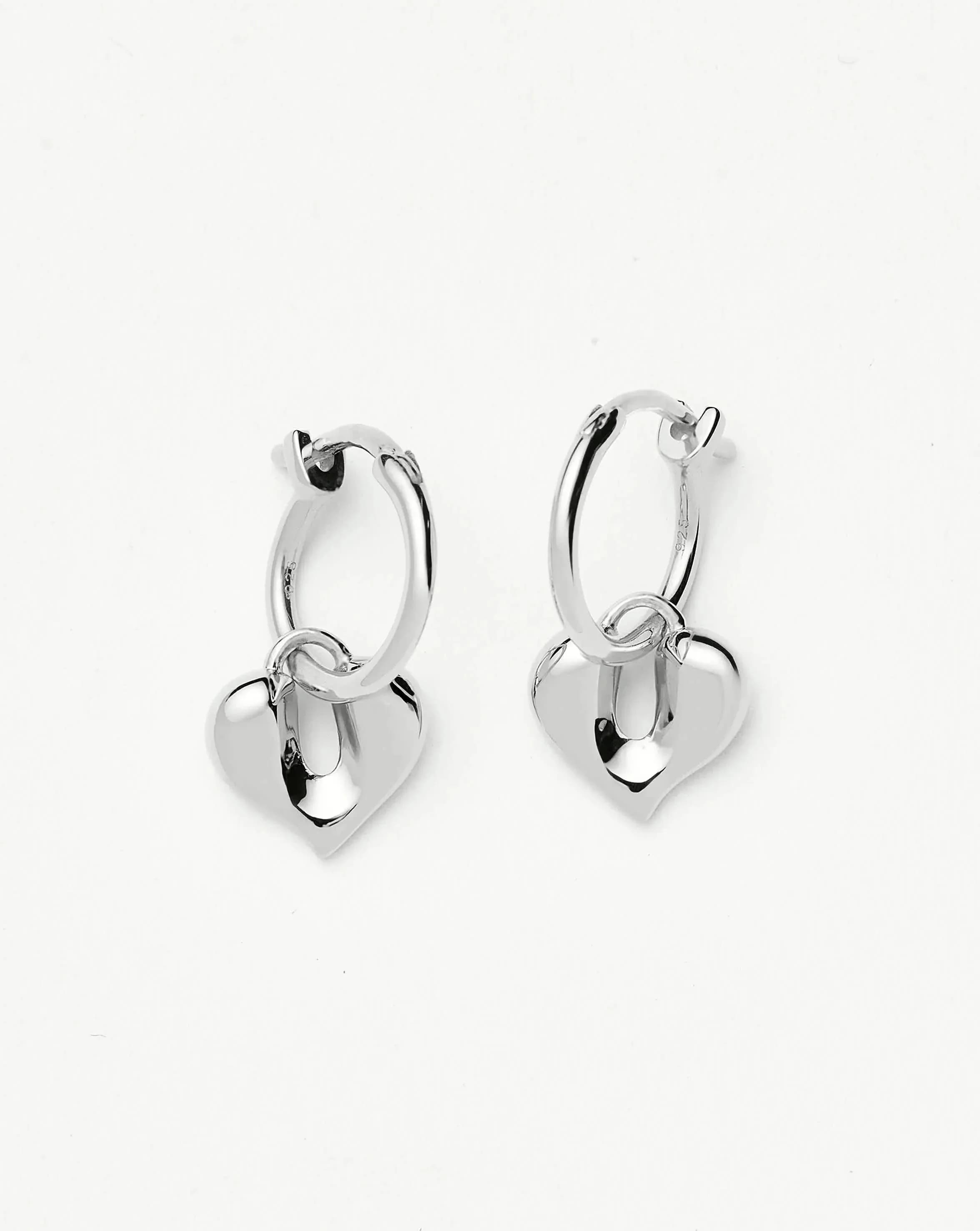 Molten Heart Charm Hoop Earrings
