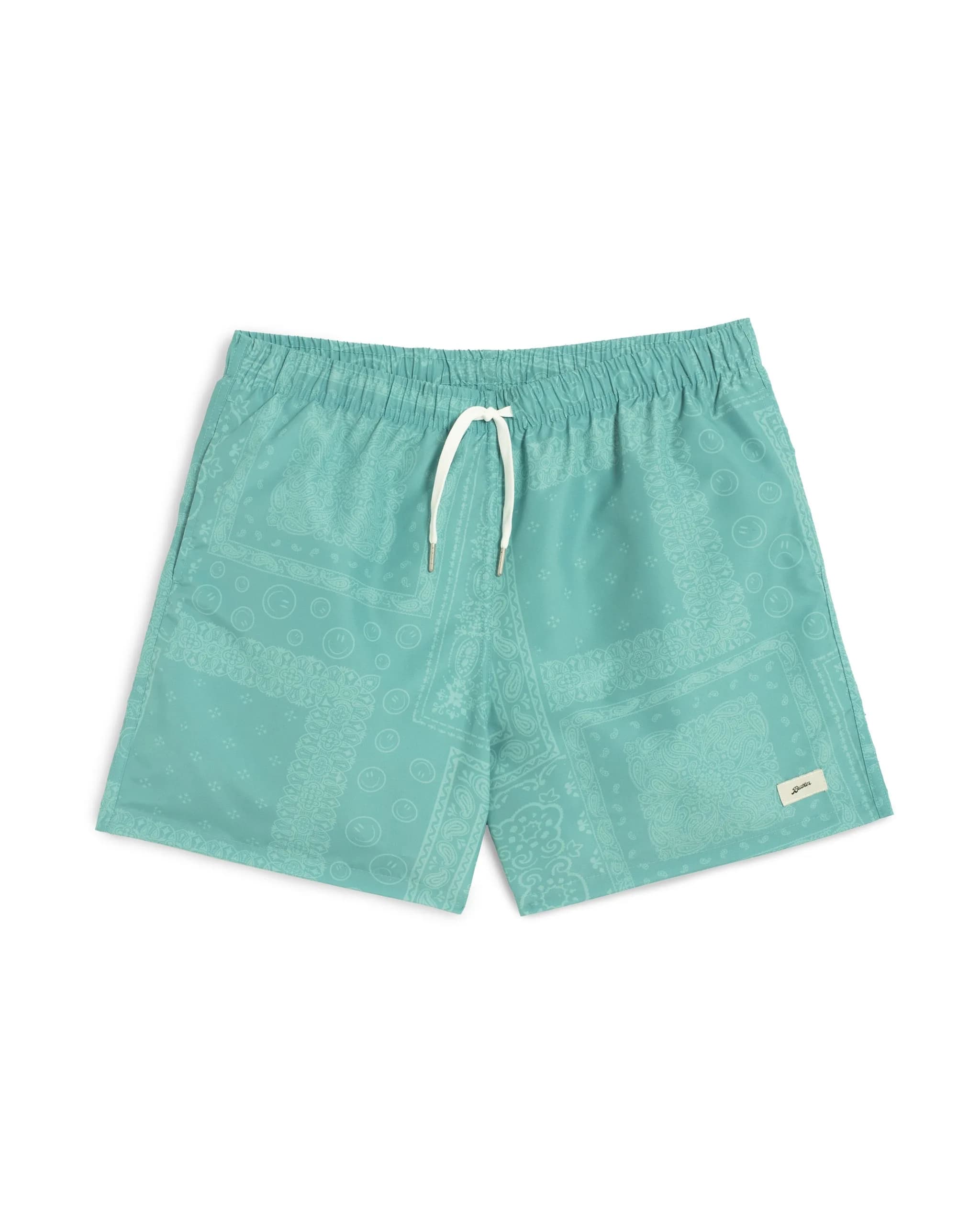 Teal Tonal Bandana Swim Trunk