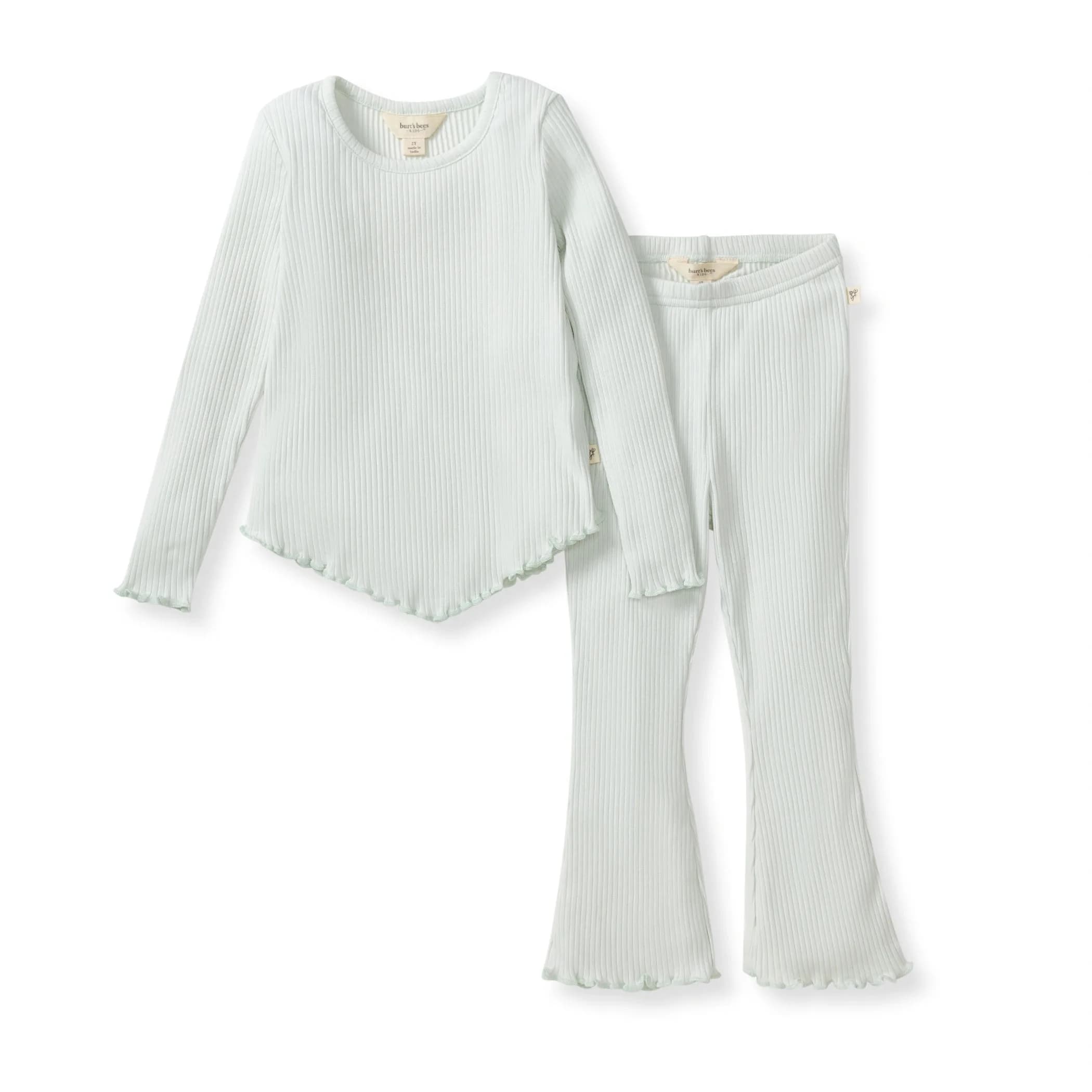 Wide Ribbed Tee & Flare Pants Set