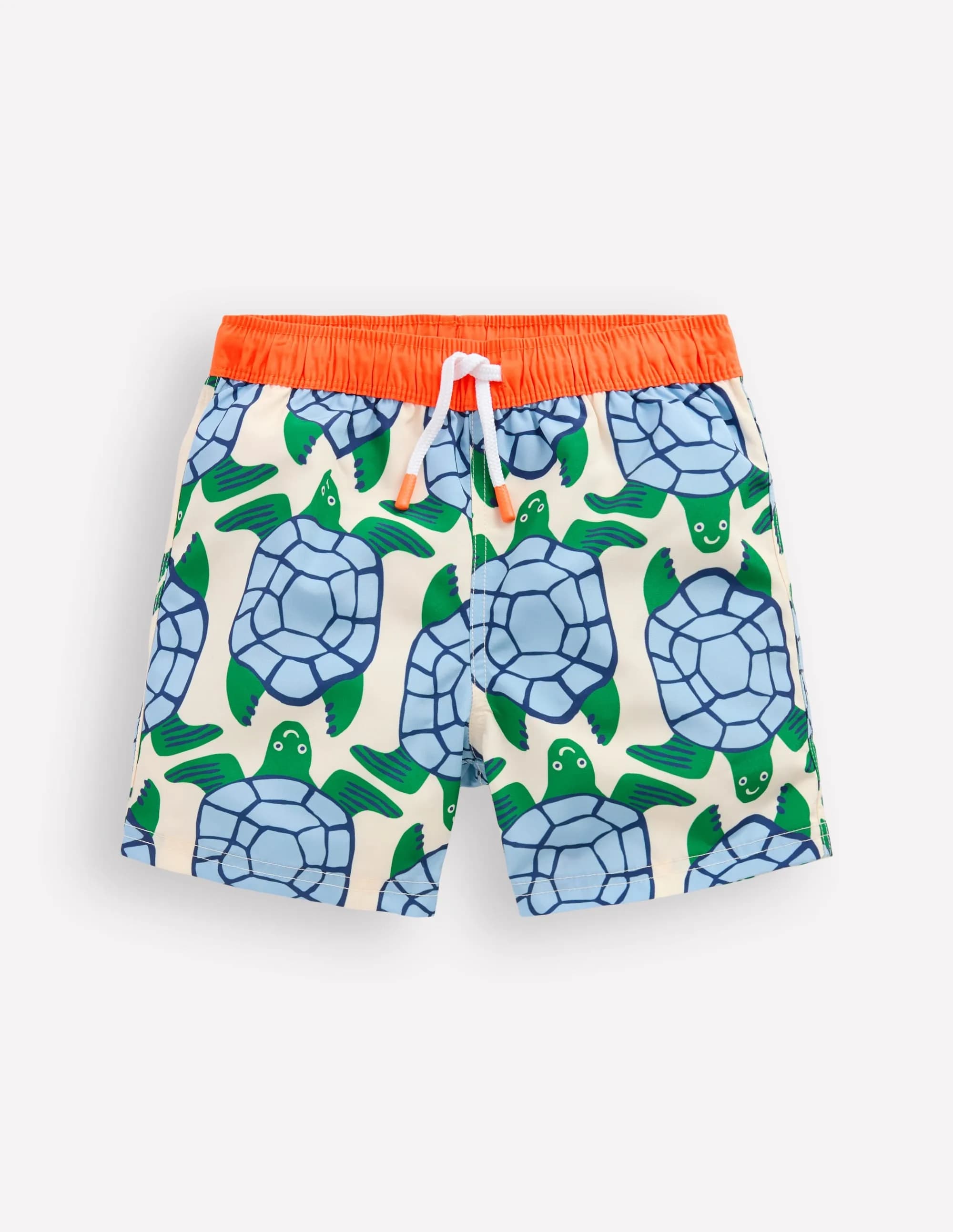Swim Shorts-calico White Turtles Geo