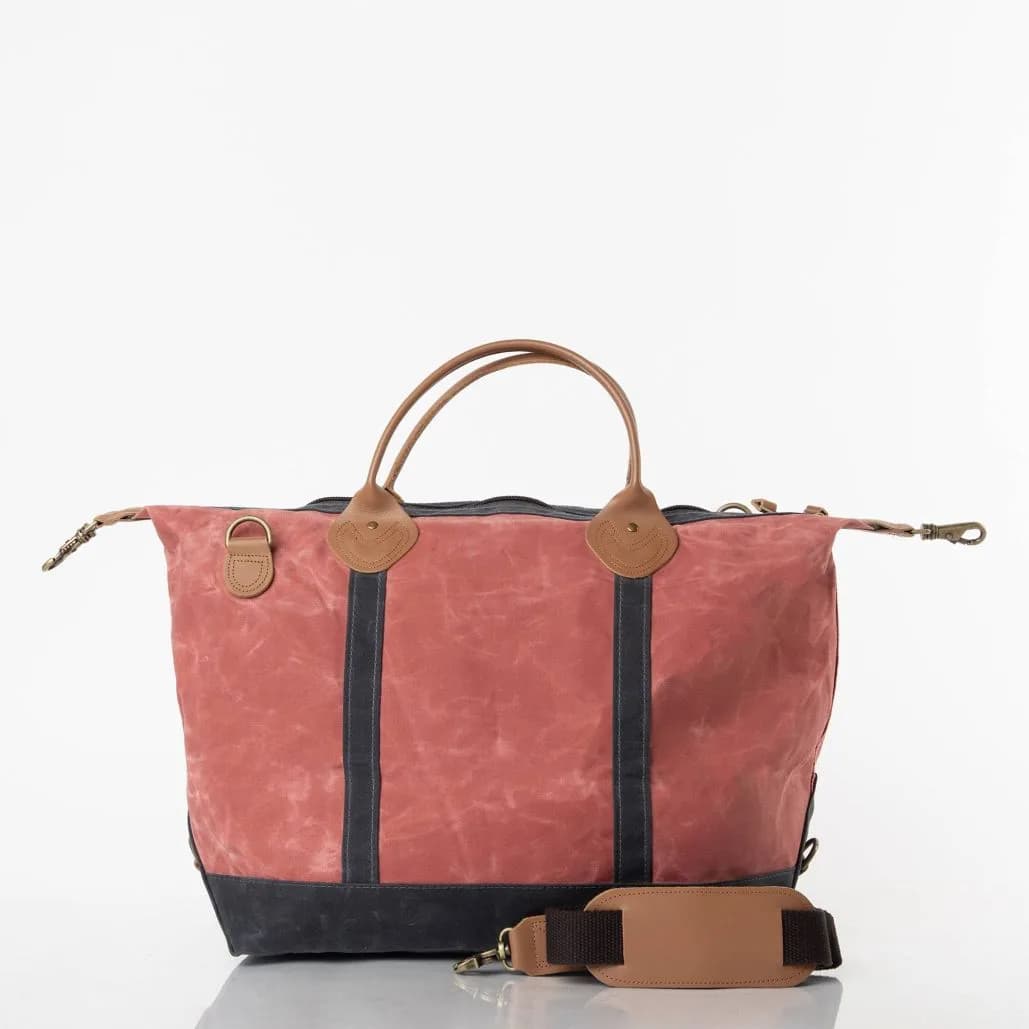 Weekender Bag Waxed Canvas Nautical Red