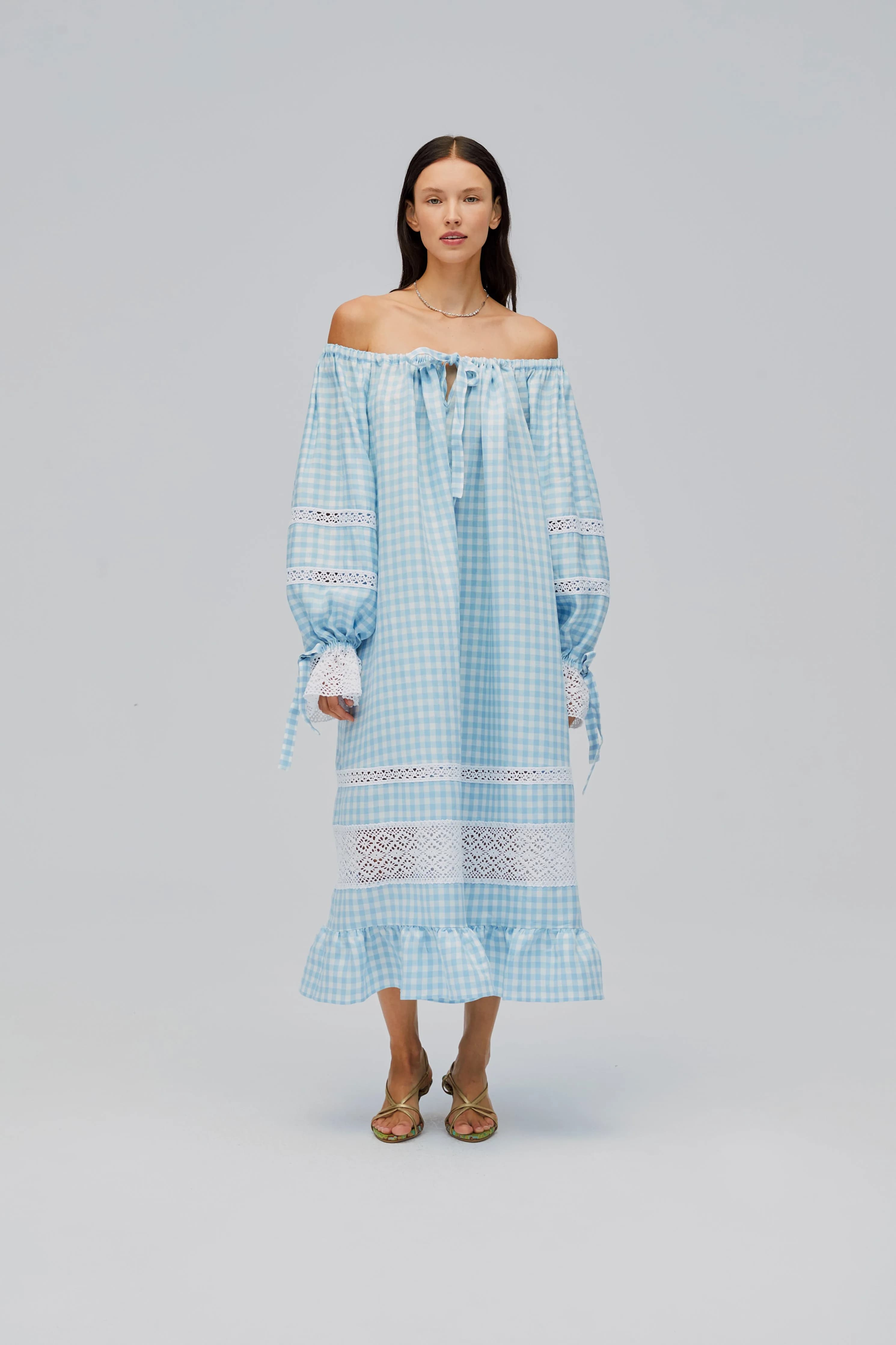 Romantica Lounge Dress in Blue Vichy