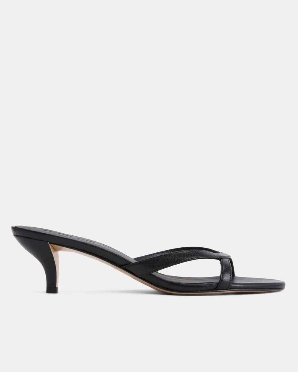 Sculpted Heel Sandal | Black Leather