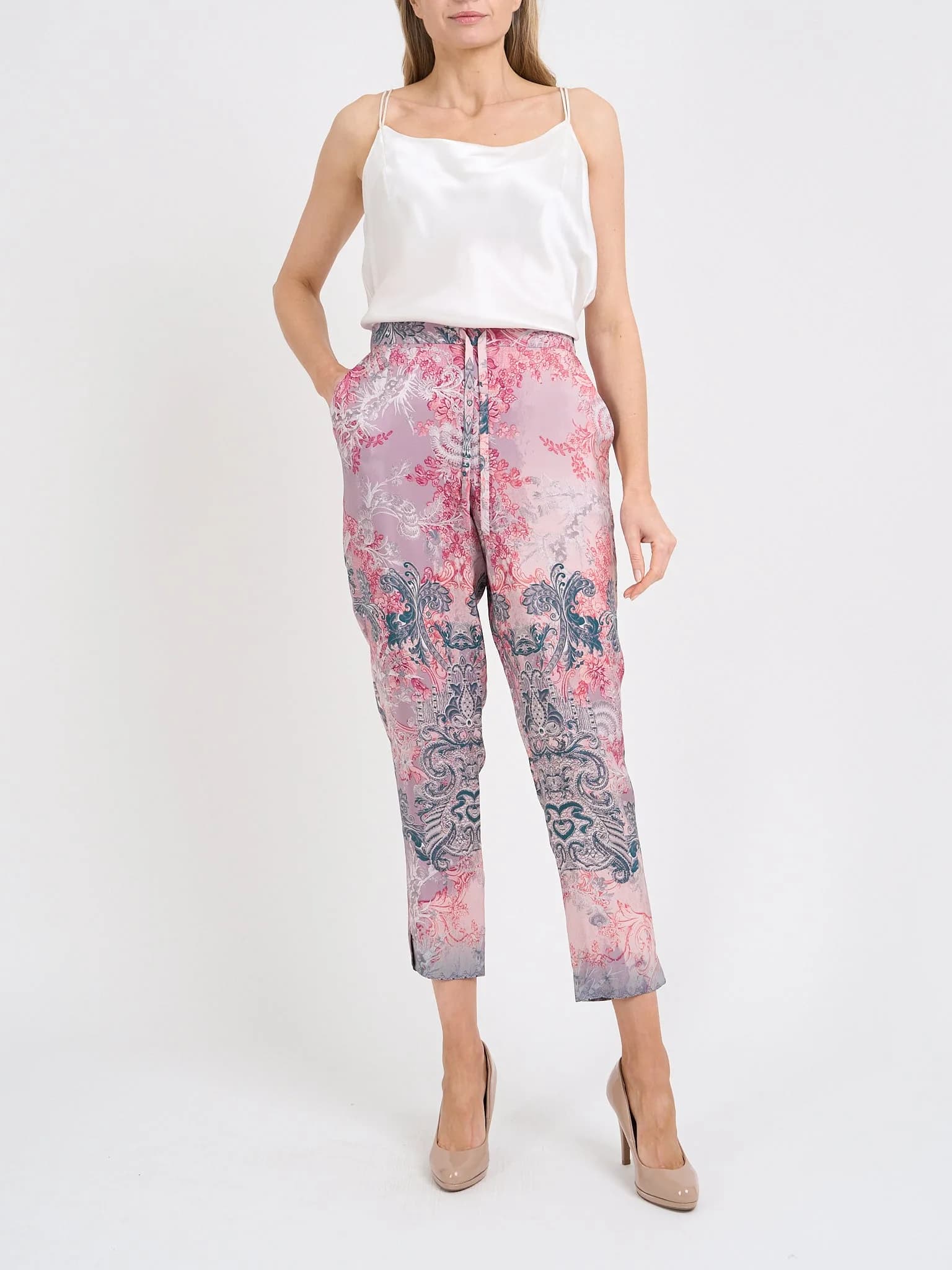 Cruise Trousers Tapered Leg Antique Rose Azalea Silk Satin